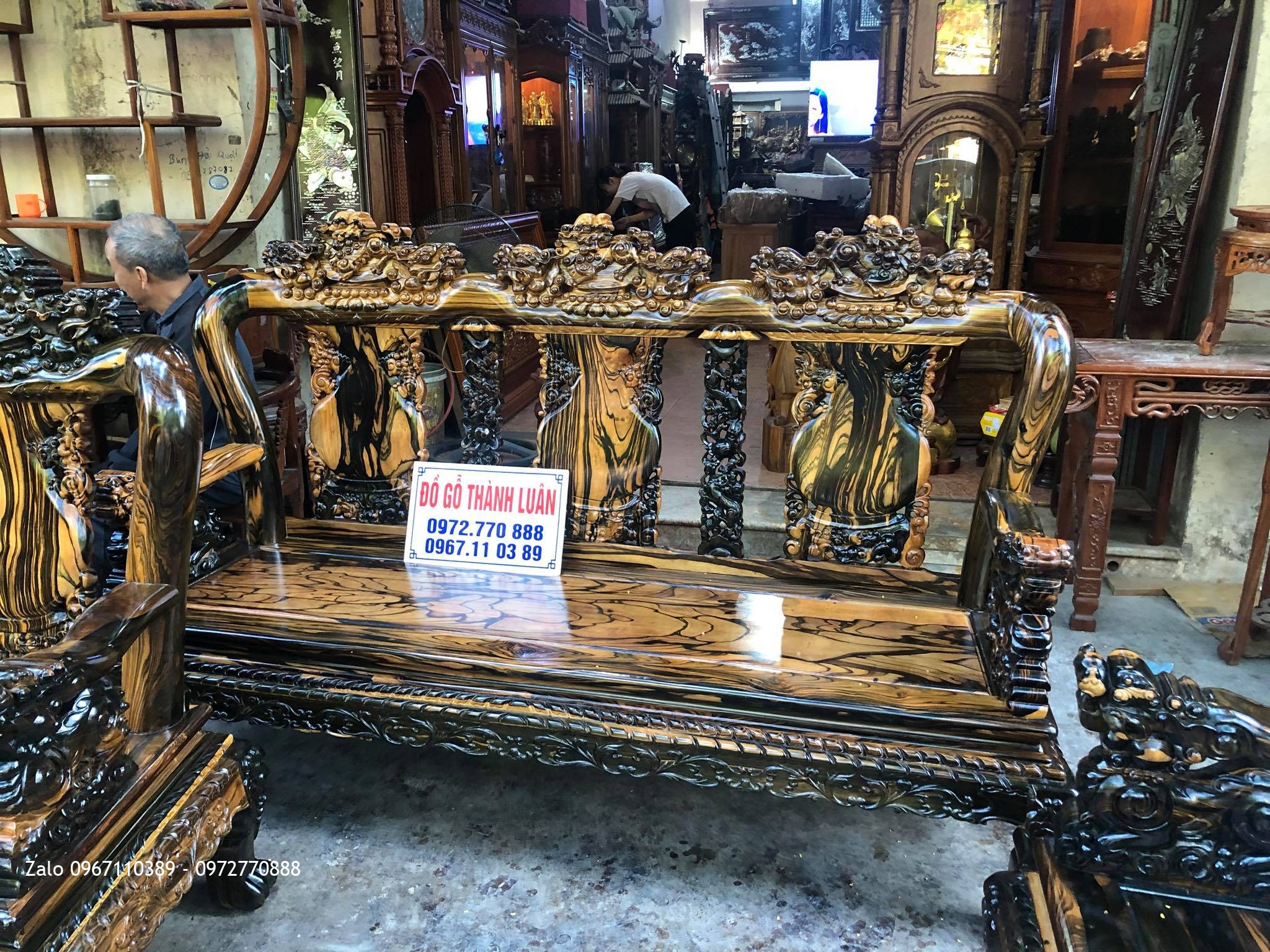 Minh Quốc Nghê Gỗ Mun Lào Cột 10. 8 Món. Cho A Thuần An Dương Hải Phòng: