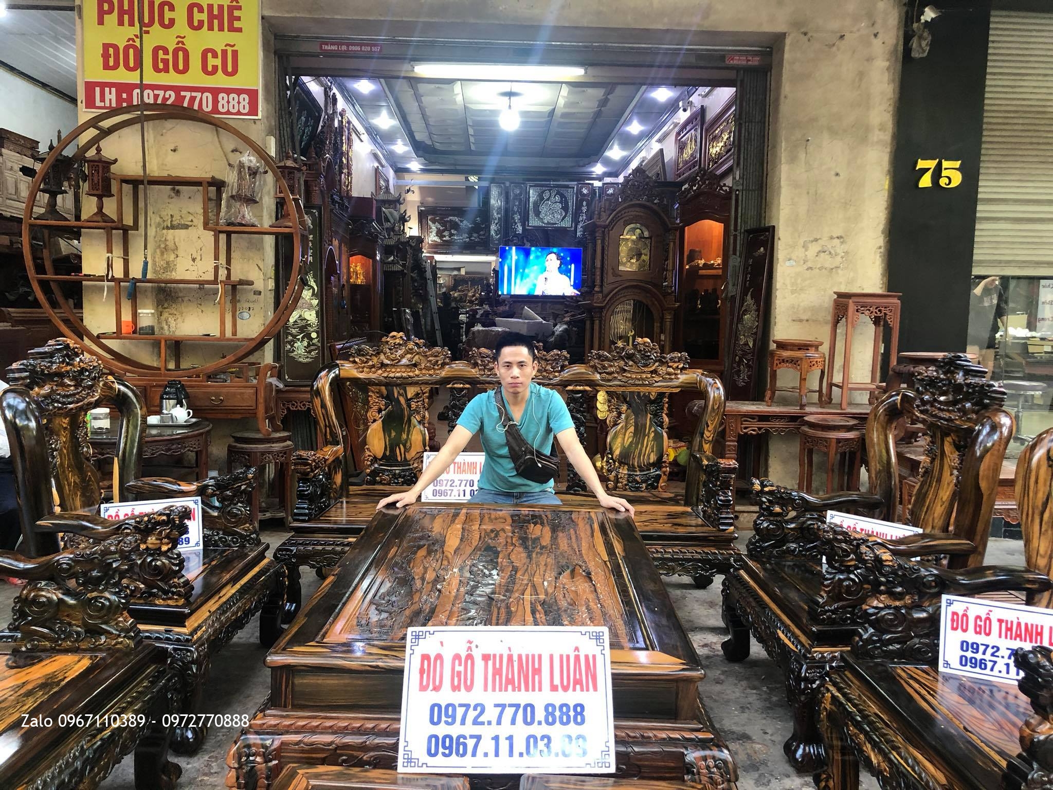 Minh Quốc Nghê Gỗ Mun Lào Cột 10. 8 Món. Cho A Thuần An Dương Hải Phòng: