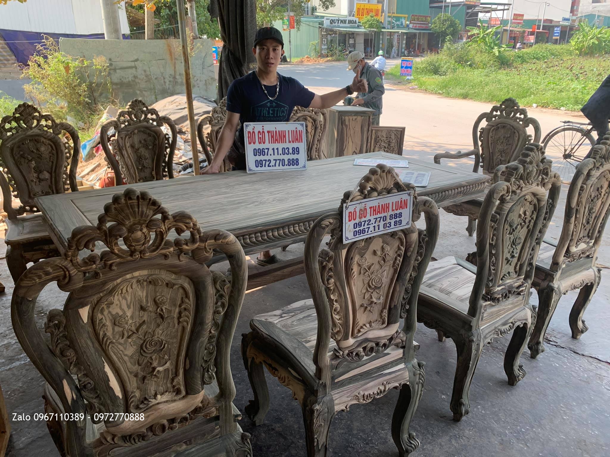 Bộ Bàn Ghế Ăn Gỗ Mun Vân Vip. A Sơn Tôn Đức Thắng Tp Phan Thiết