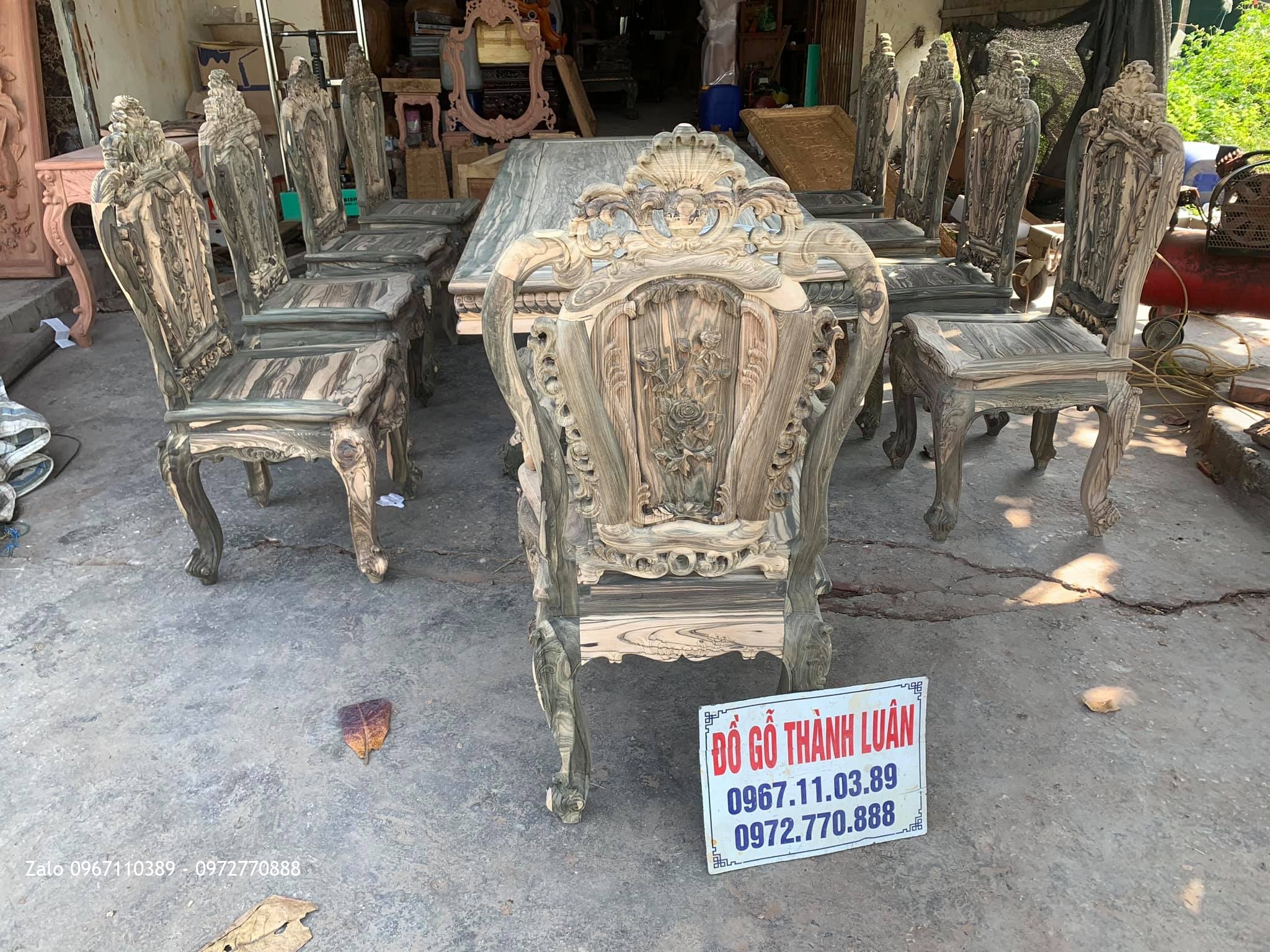 Bộ Bàn Ghế Ăn Gỗ Mun Vân Vip. A Sơn Tôn Đức Thắng Tp Phan Thiết