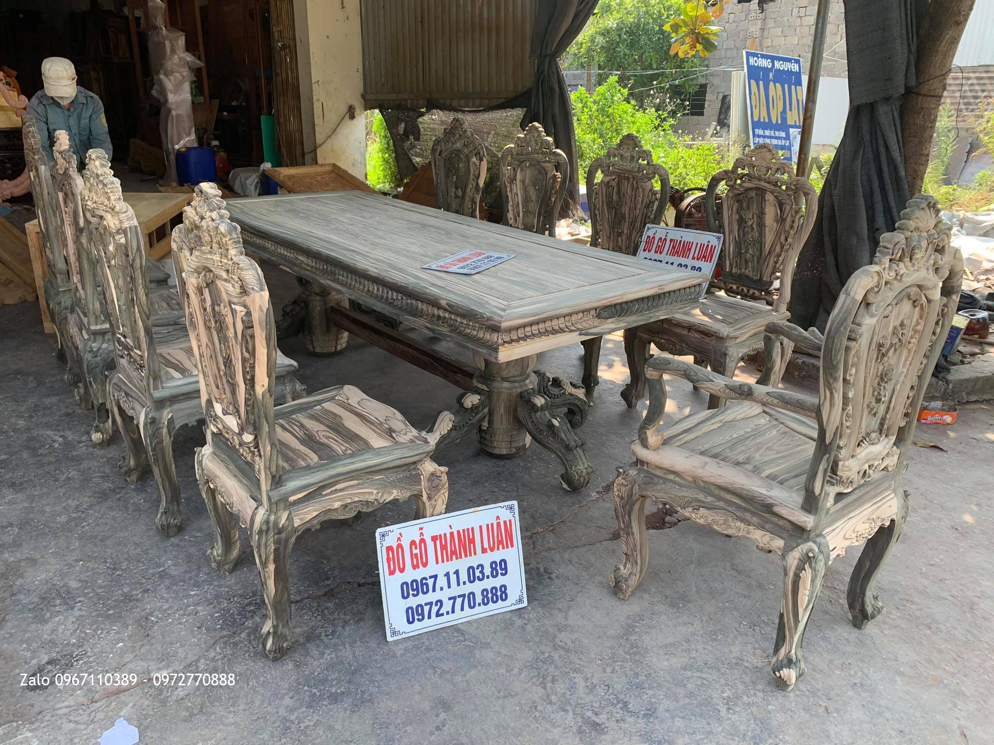 Bộ Bàn Ghế Ăn Gỗ Mun Vân Vip. A Sơn Tôn Đức Thắng Tp Phan Thiết,