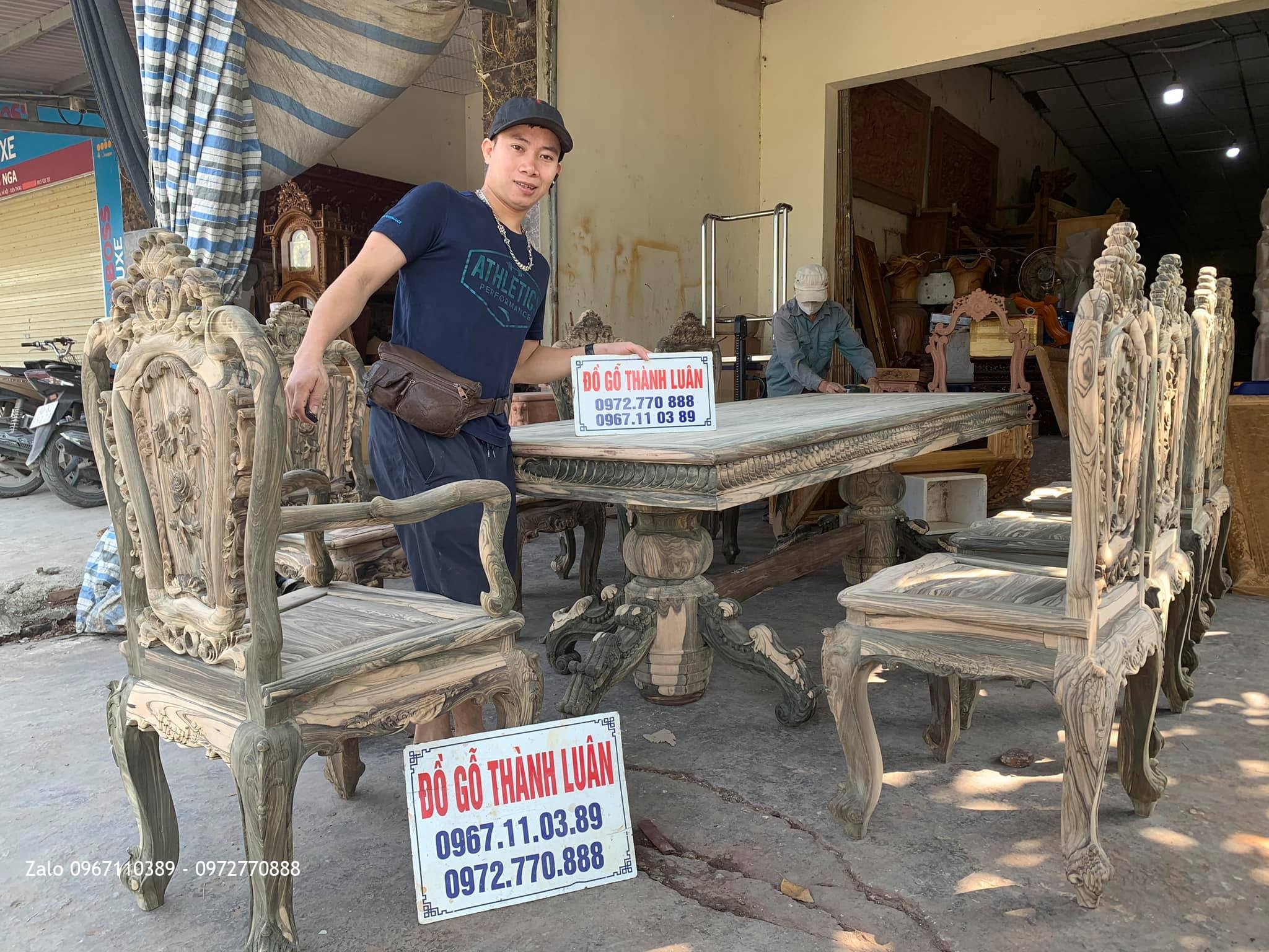 Bộ Bàn Ghế Ăn Gỗ Mun Vân Vip. A Sơn Tôn Đức Thắng Tp Phan Thiết,