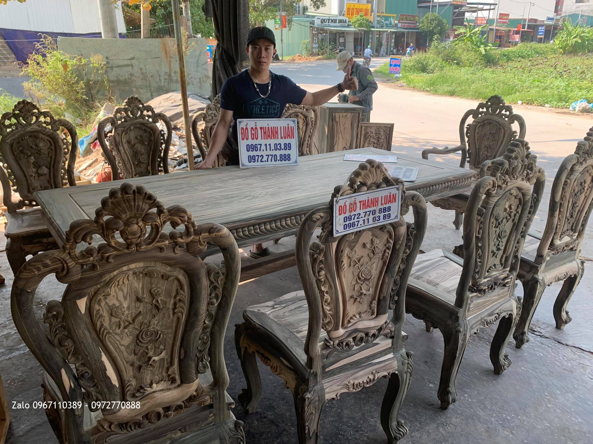 Bộ Bàn Ghế Ăn Gỗ Mun Vân Vip. A Sơn Tôn Đức Thắng Tp Phan Thiết.