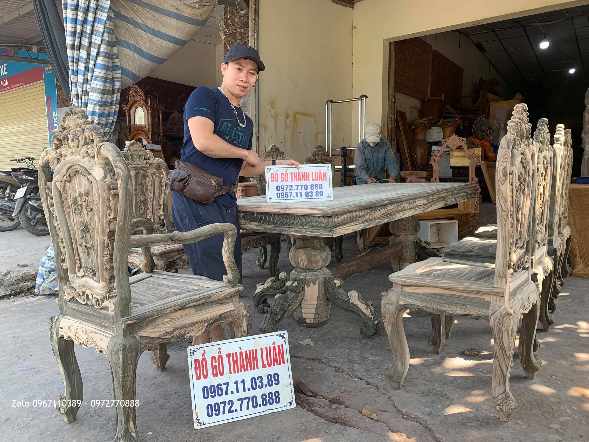 Bộ Bàn Ghế Ăn Gỗ Mun Vân Vip. A Sơn Tôn Đức Thắng Tp Phan Thiết.