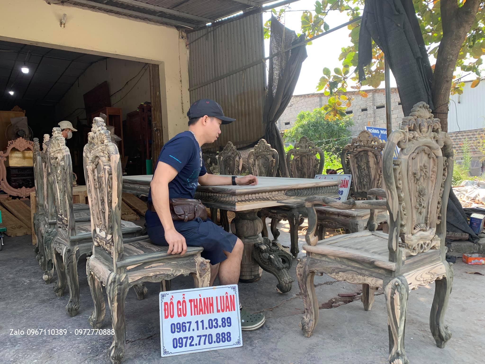 Bộ Bàn Ghế Ăn Gỗ Mun Vân Vip. A Sơn Tôn Đức Thắng Tp Phan Thiết: