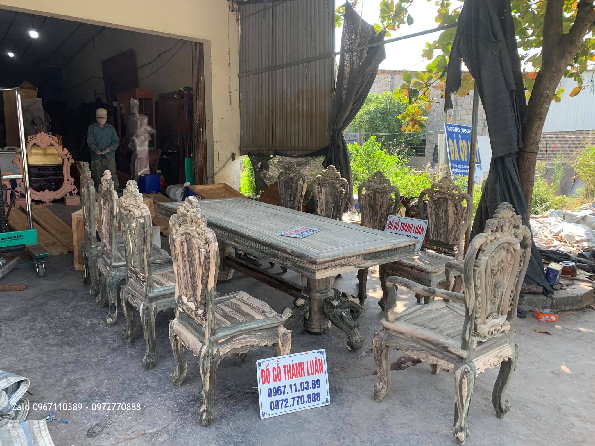 Bộ Bàn Ghế Ăn Gỗ Mun Vân Vip. A Sơn Tôn Đức Thắng Tp Phan Thiết: