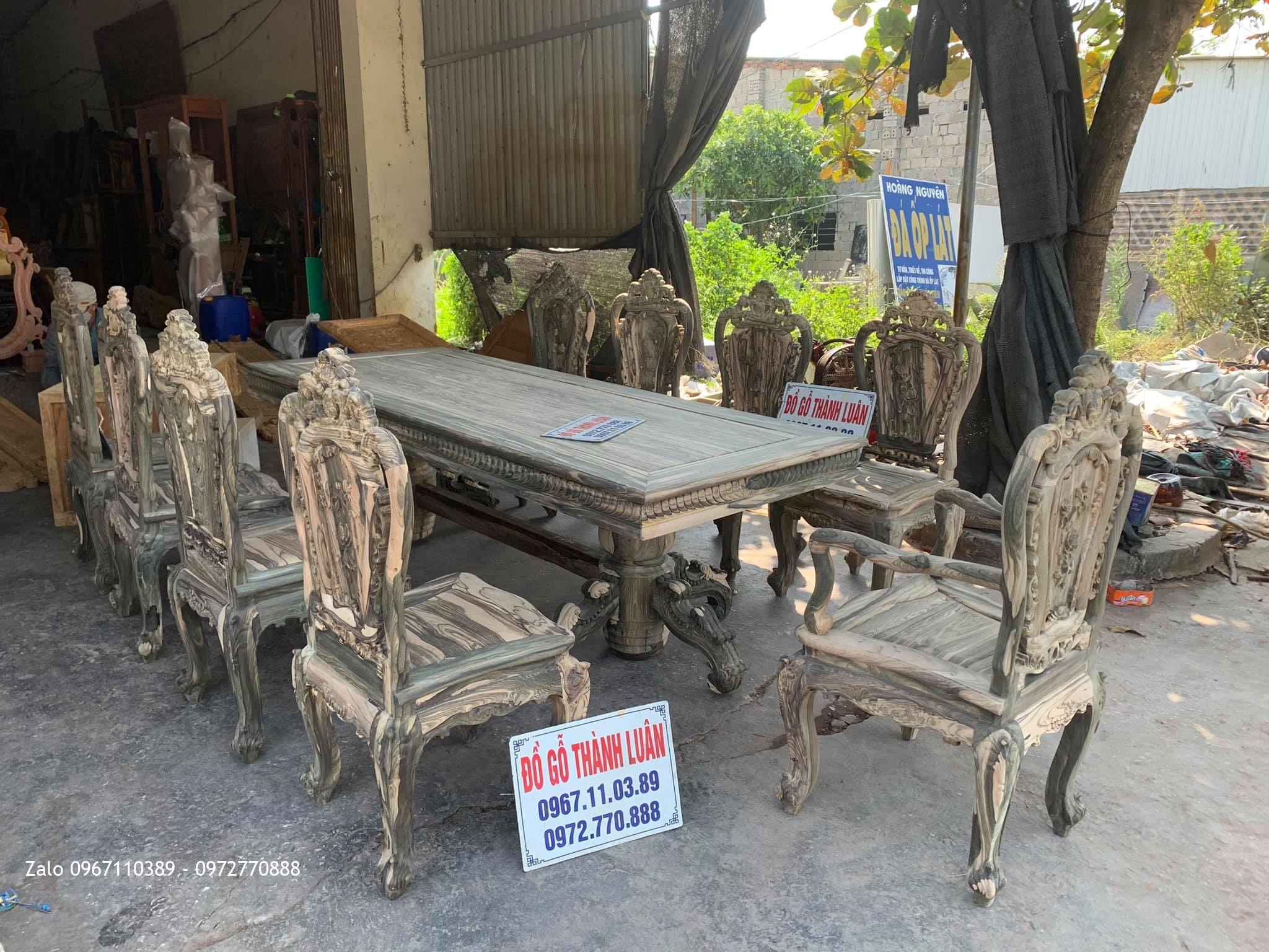 Bộ Bàn Ghế Ăn Gỗ Mun Vân Vip. A Sơn Tôn Đức Thắng Tp Phan Thiết: