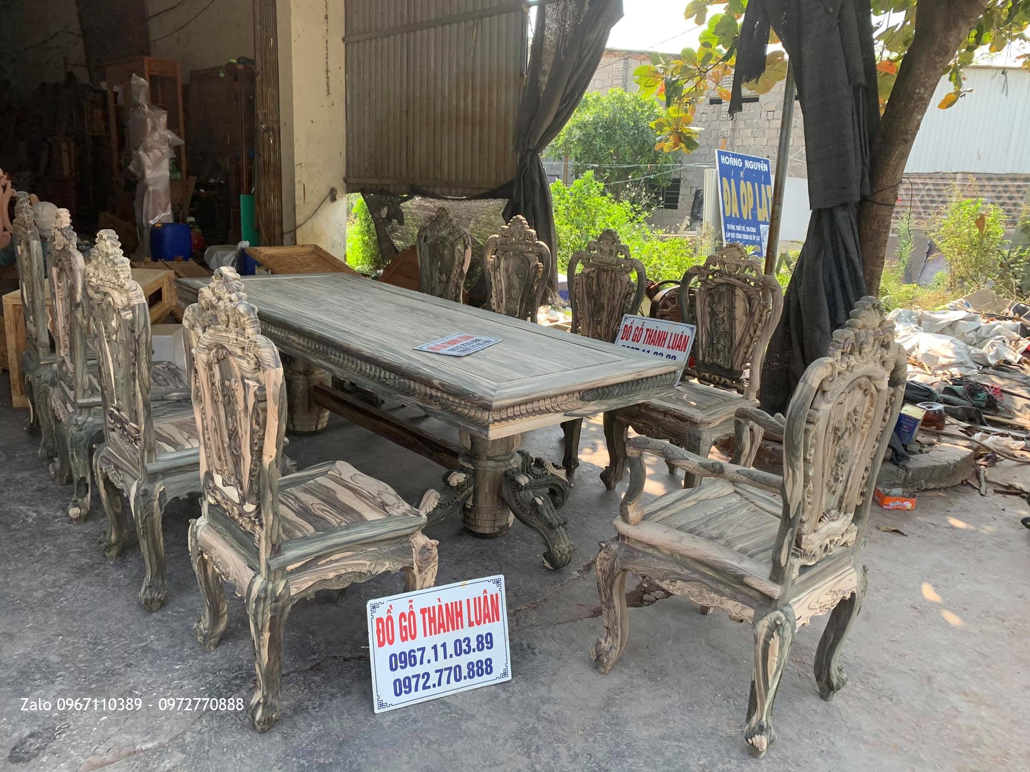 Bộ Bàn Ghế Ăn Gỗ Mun Vân Vip. A Sơn Tôn Đức Thắng Tp Phan Thiết: