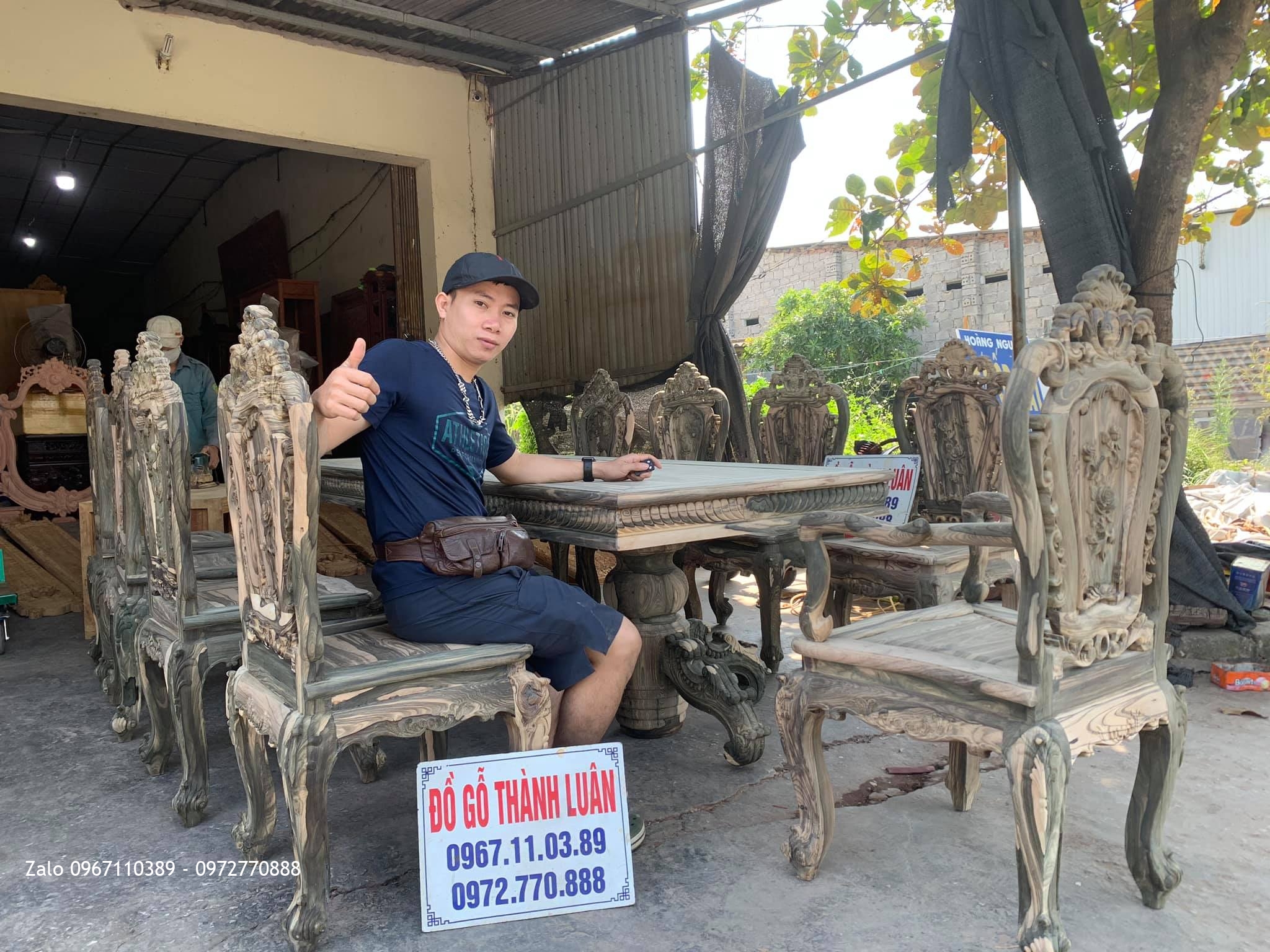 Bộ Bàn Ghế Ăn Gỗ Mun Vân Vip. A Sơn Tôn Đức Thắng Tp Phan Thiết::