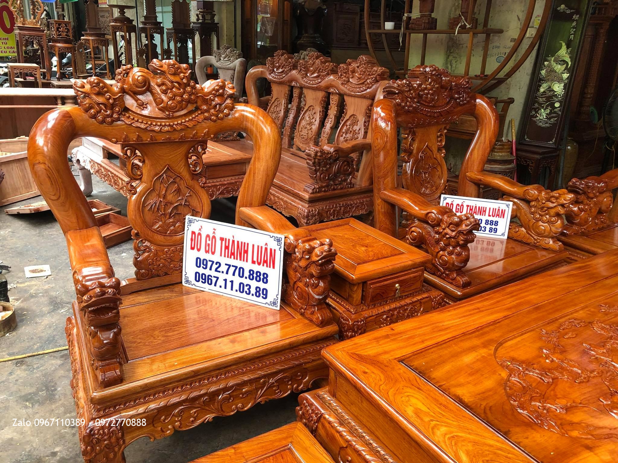 Bộ Ghế Phòng Khách Minh Nghê Gỗ Hương Đá. Anh Hiệp Hải Phòng,