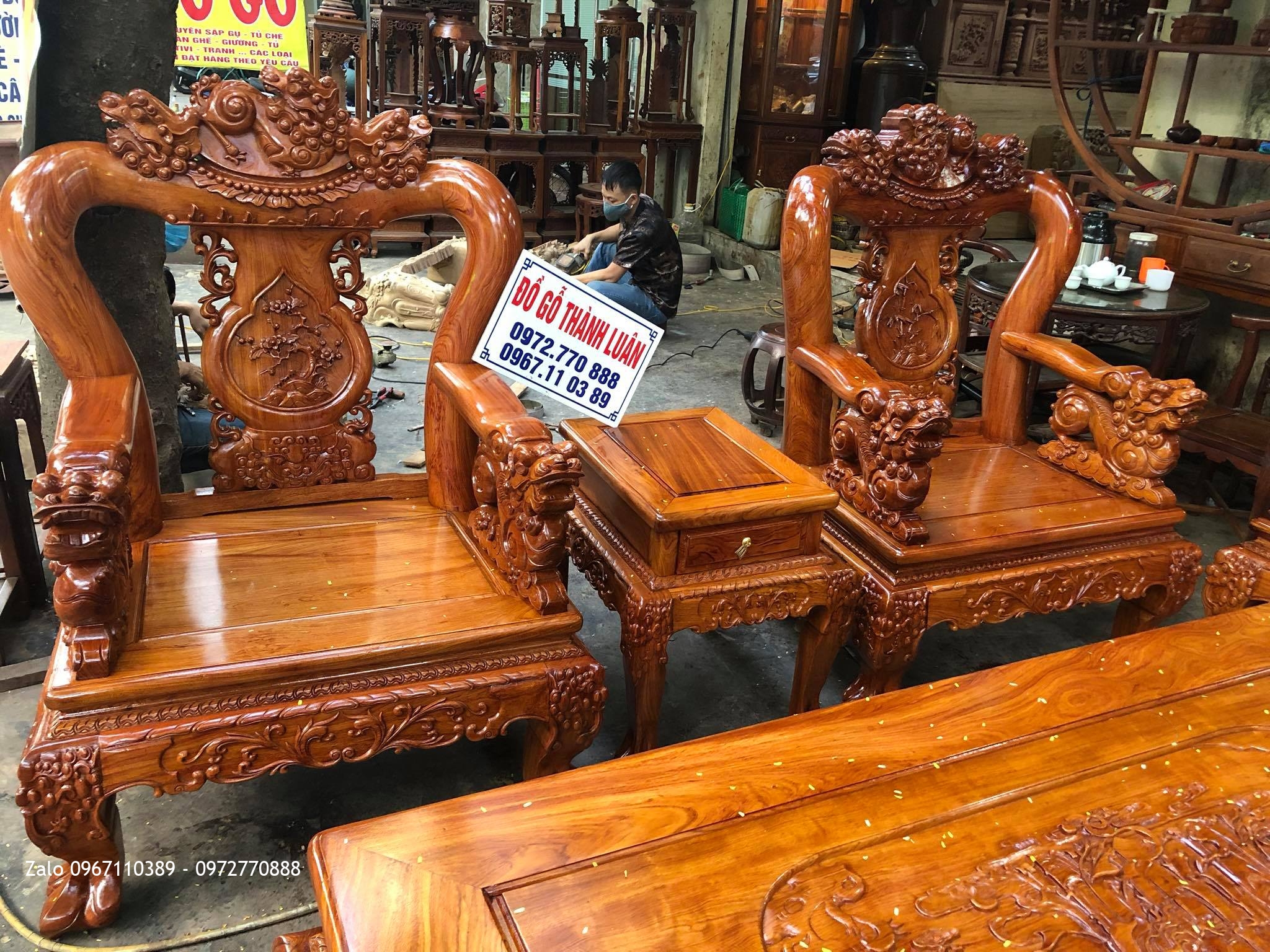 Bộ Ghế Phòng Khách Minh Nghê Gỗ Hương Đá. Anh Hiệp Hải Phòng,