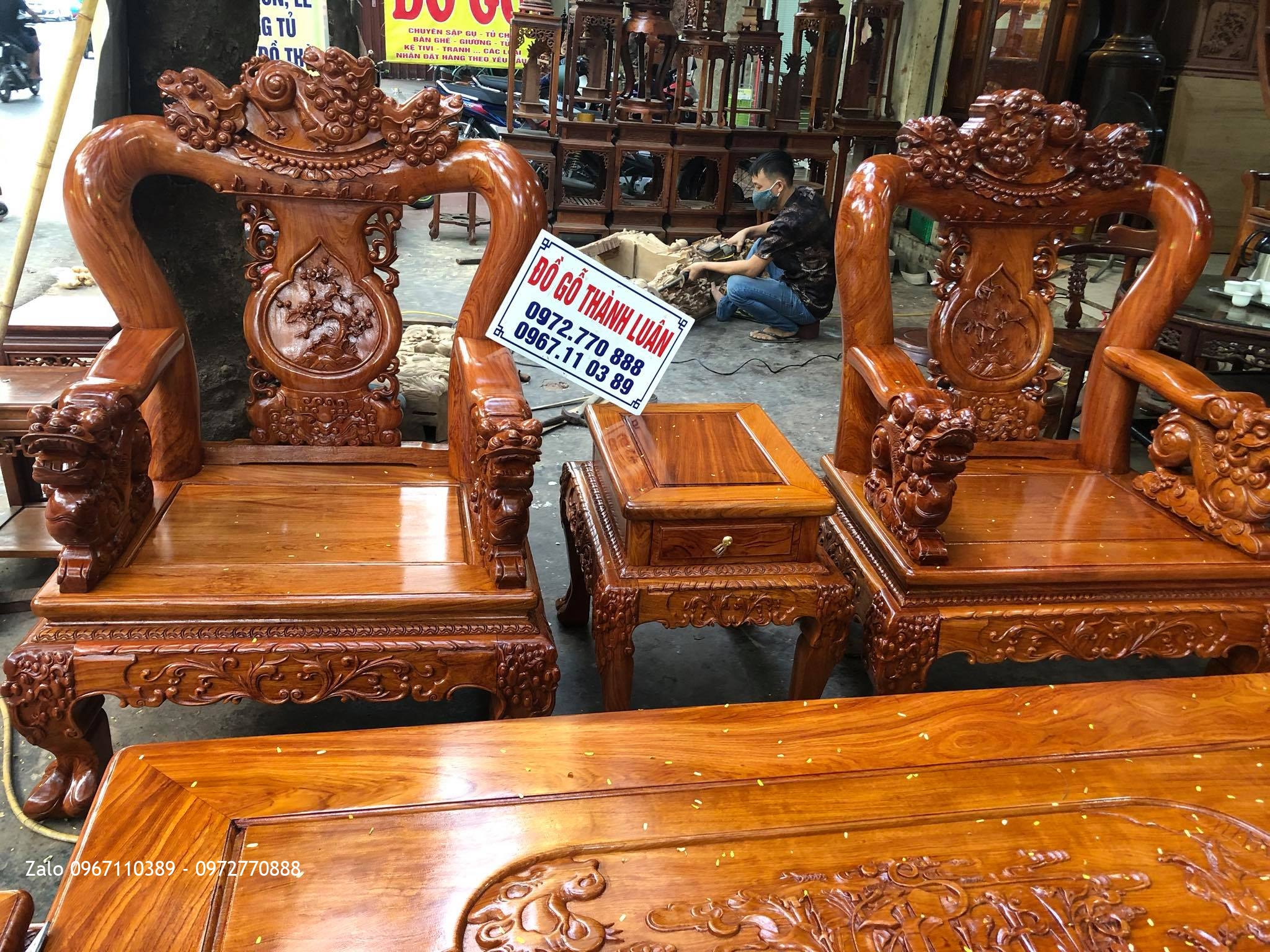 Bộ Ghế Phòng Khách Minh Nghê Gỗ Hương Đá. Anh Hiệp Hải Phòng.