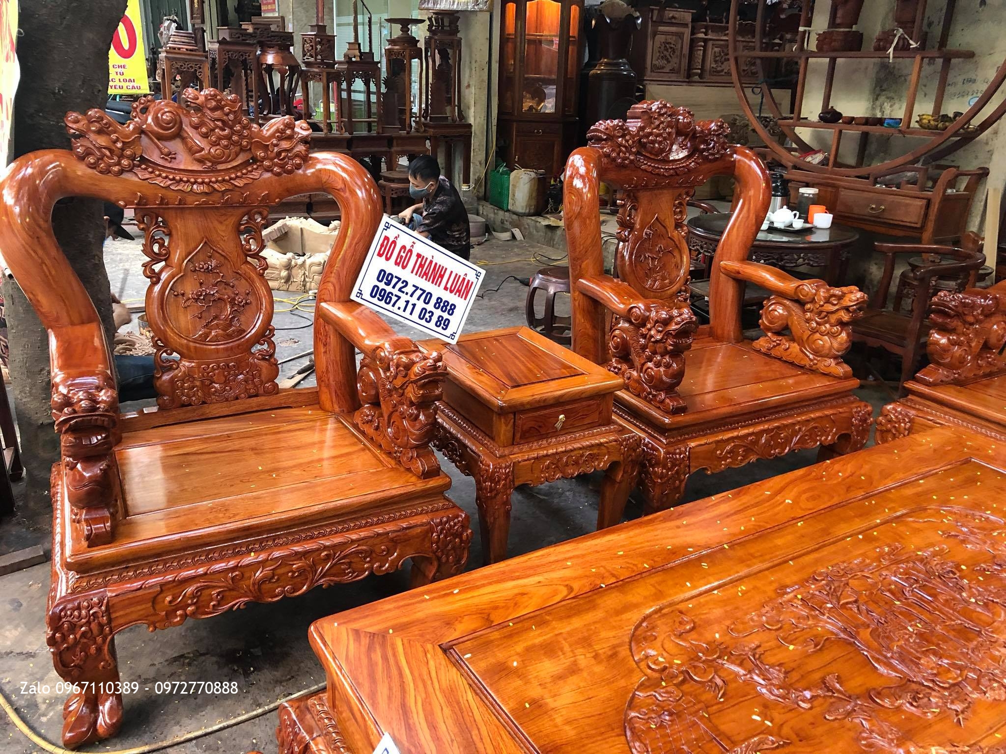 Bộ Ghế Phòng Khách Minh Nghê Gỗ Hương Đá. Anh Hiệp Hải Phòng.