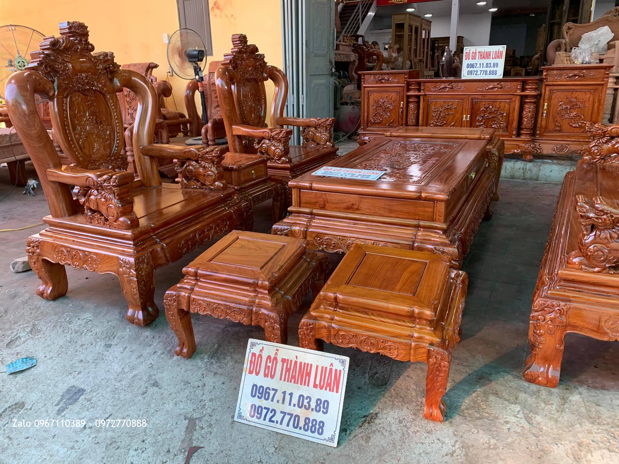 Bộ Ghế Nghê Bảo Đỉnh, Kệ Tivi Gỗ Hương. Chú Lộc, Đoan Hùng Phú Tho