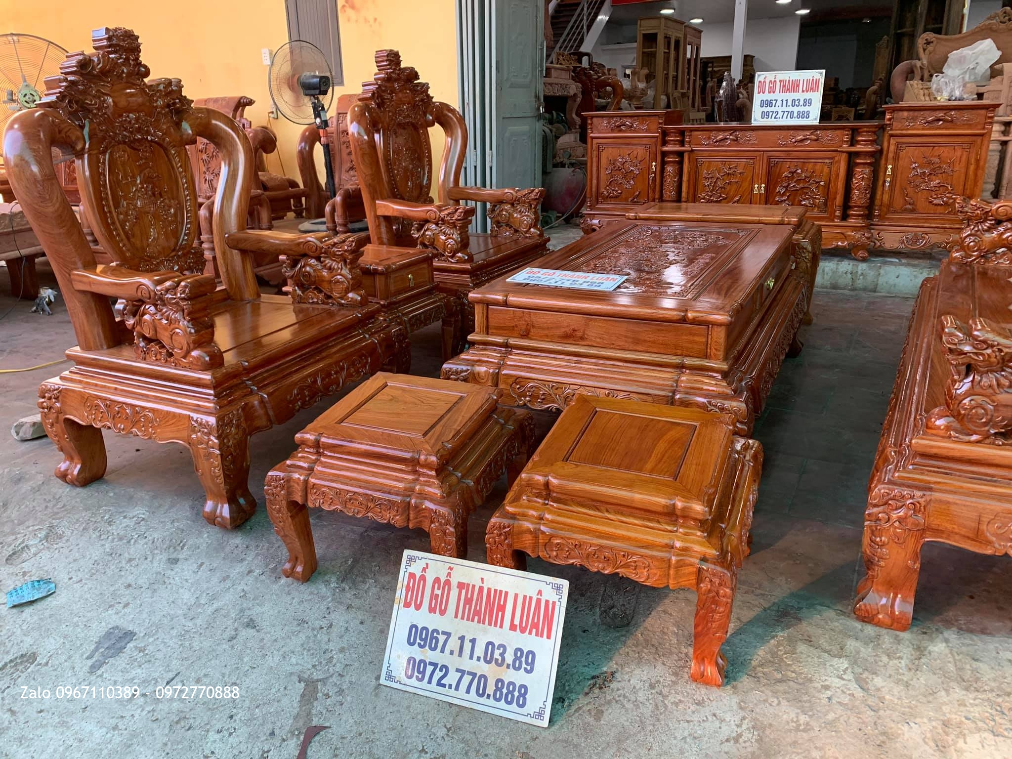 Bộ Ghế Nghê Bảo Đỉnh, Kệ Tivi Gỗ Hương. Chú Lộc, Đoan Hùng Phú Tho