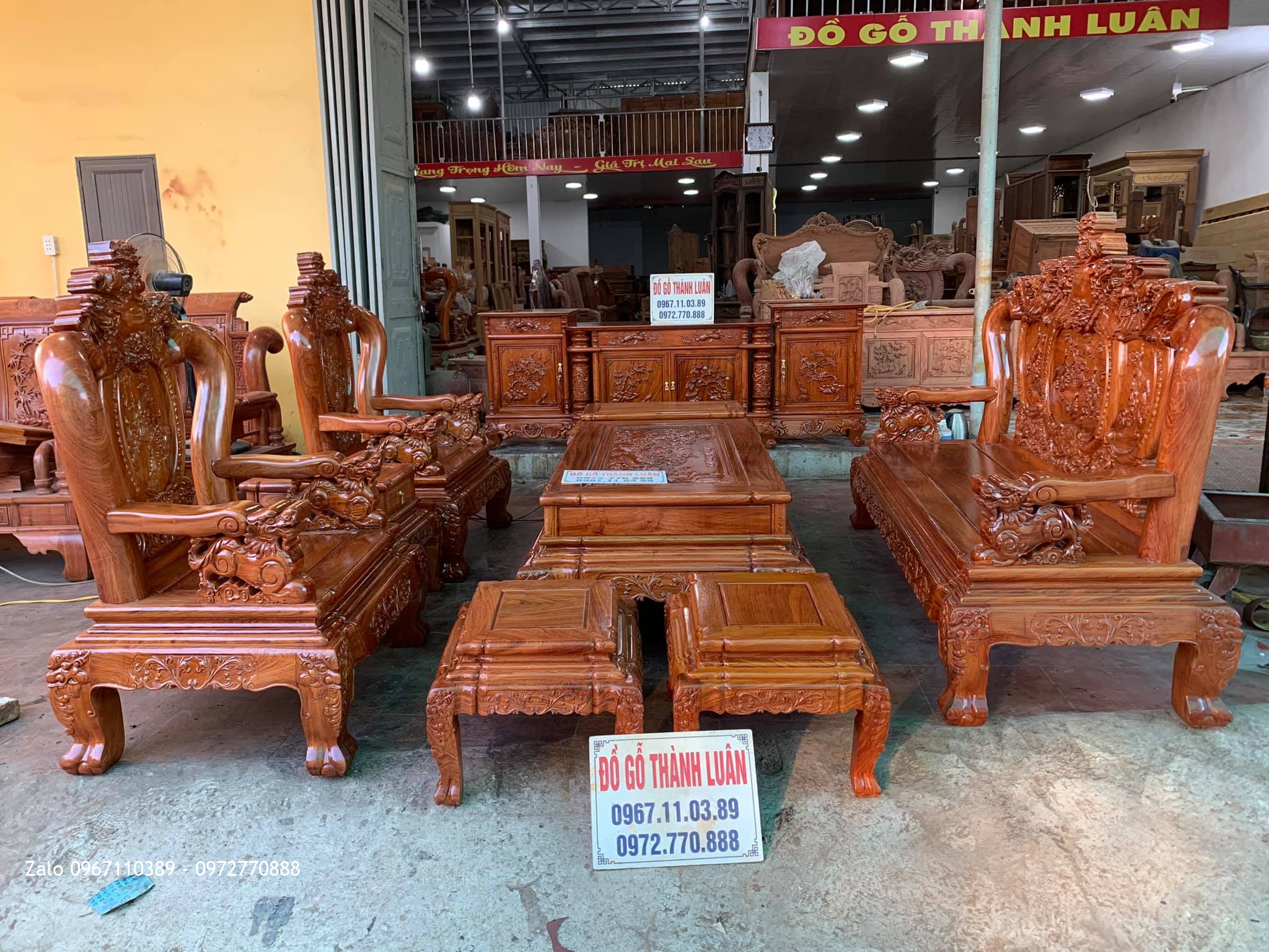 Bộ Ghế Nghê Bảo Đỉnh, Kệ Tivi Gỗ Hương. Chú Lộc, Đoan Hùng Phú Tho