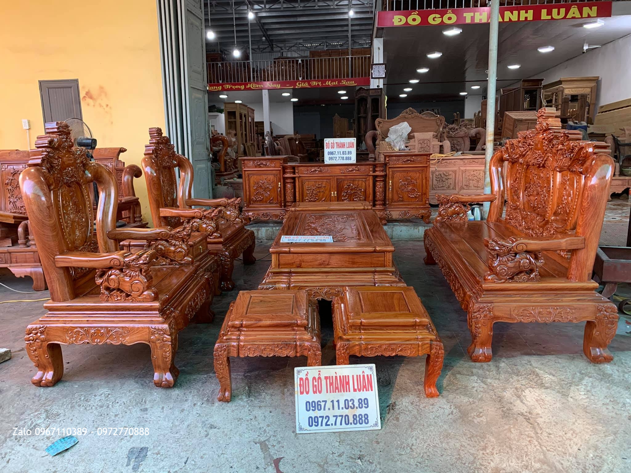 Bộ Ghế Nghê Bảo Đỉnh, Kệ Tivi Gỗ Hương. Chú Lộc, Đoan Hùng Phú Tho