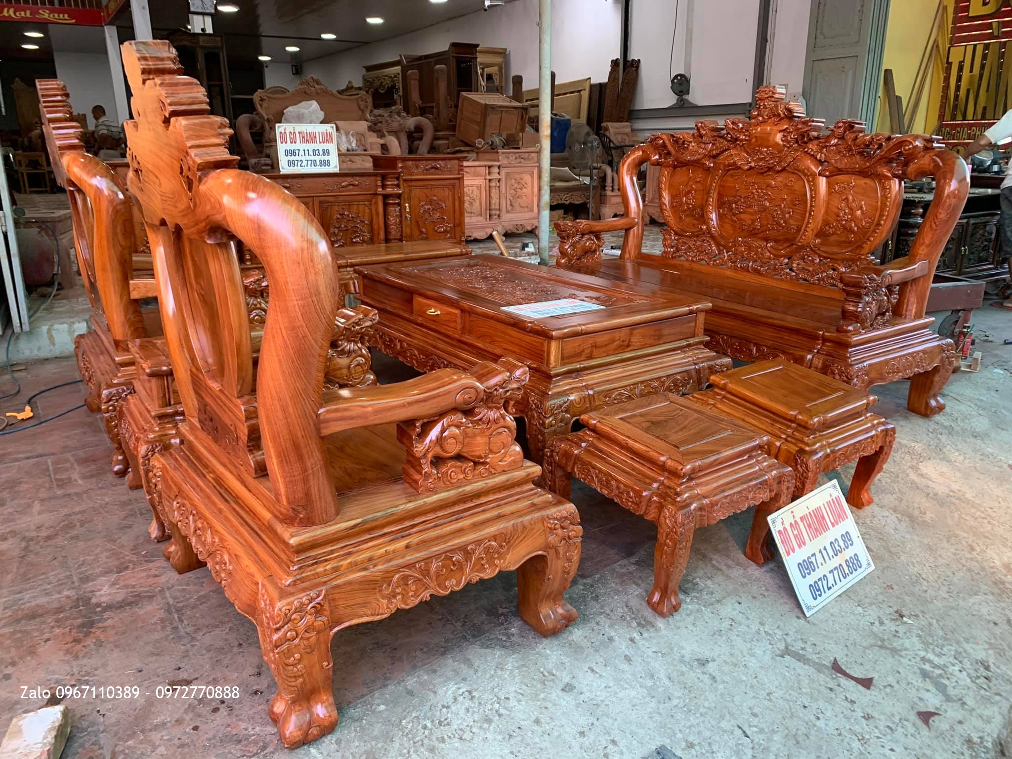 Bộ Ghế Nghê Bảo Đỉnh, Kệ Tivi Gỗ Hương. Chú Lộc, Đoan Hùng Phú Tho,