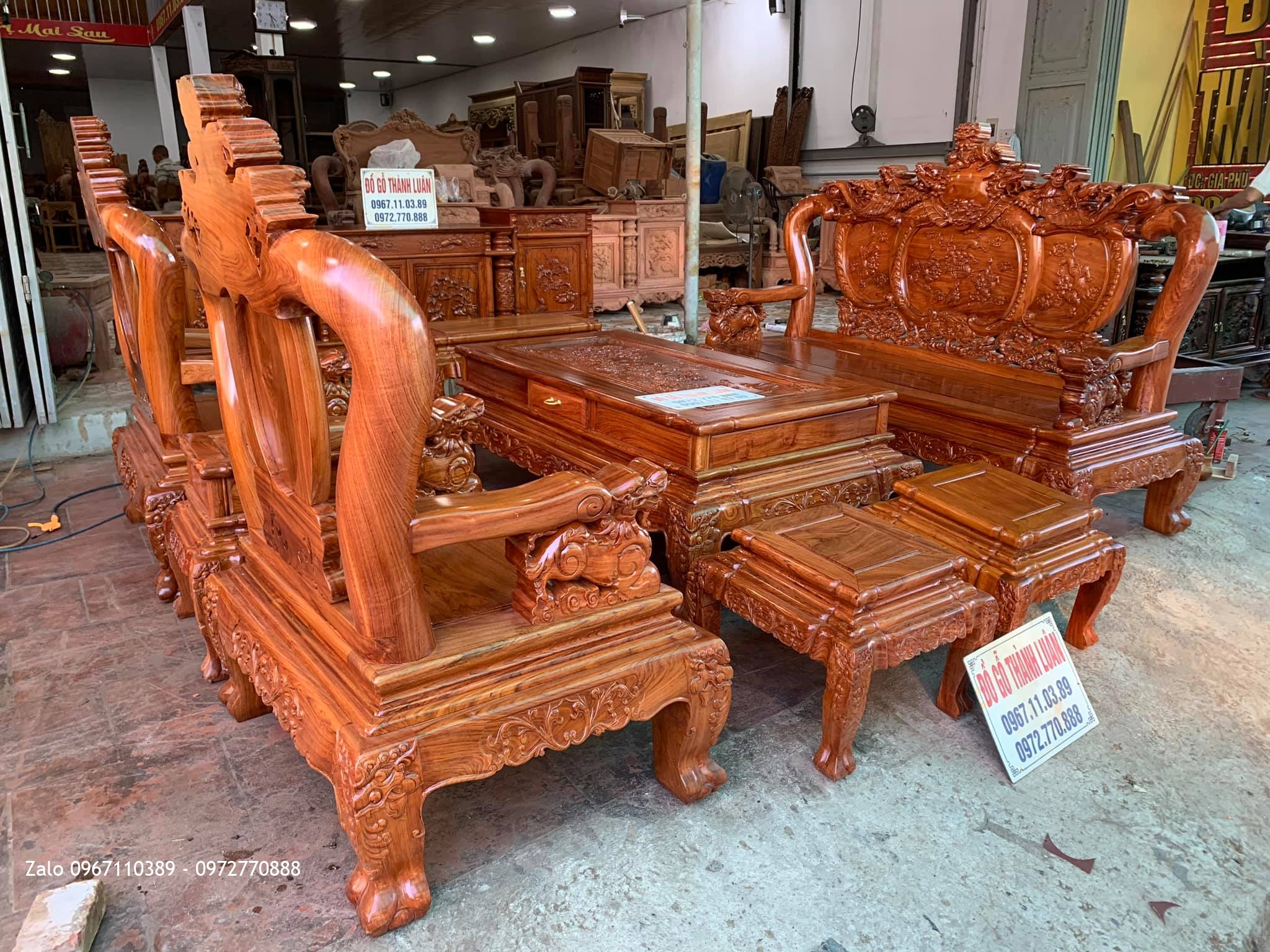 Bộ Ghế Nghê Bảo Đỉnh, Kệ Tivi Gỗ Hương. Chú Lộc, Đoan Hùng Phú Tho,