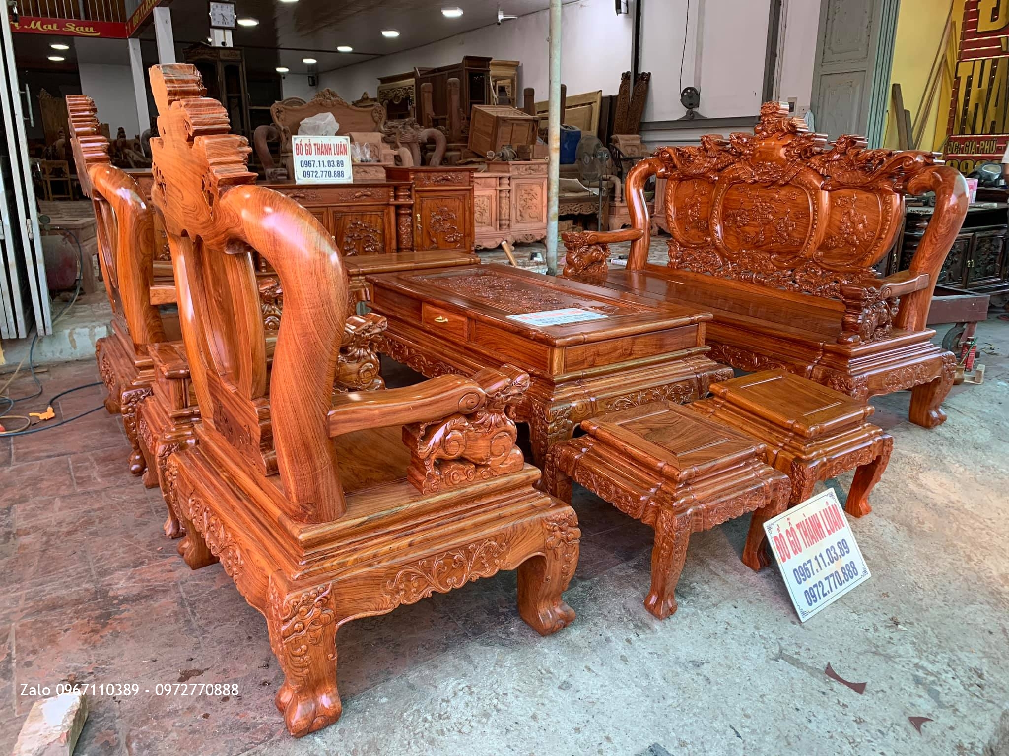 Bộ Ghế Nghê Bảo Đỉnh, Kệ Tivi Gỗ Hương. Chú Lộc, Đoan Hùng Phú Tho.