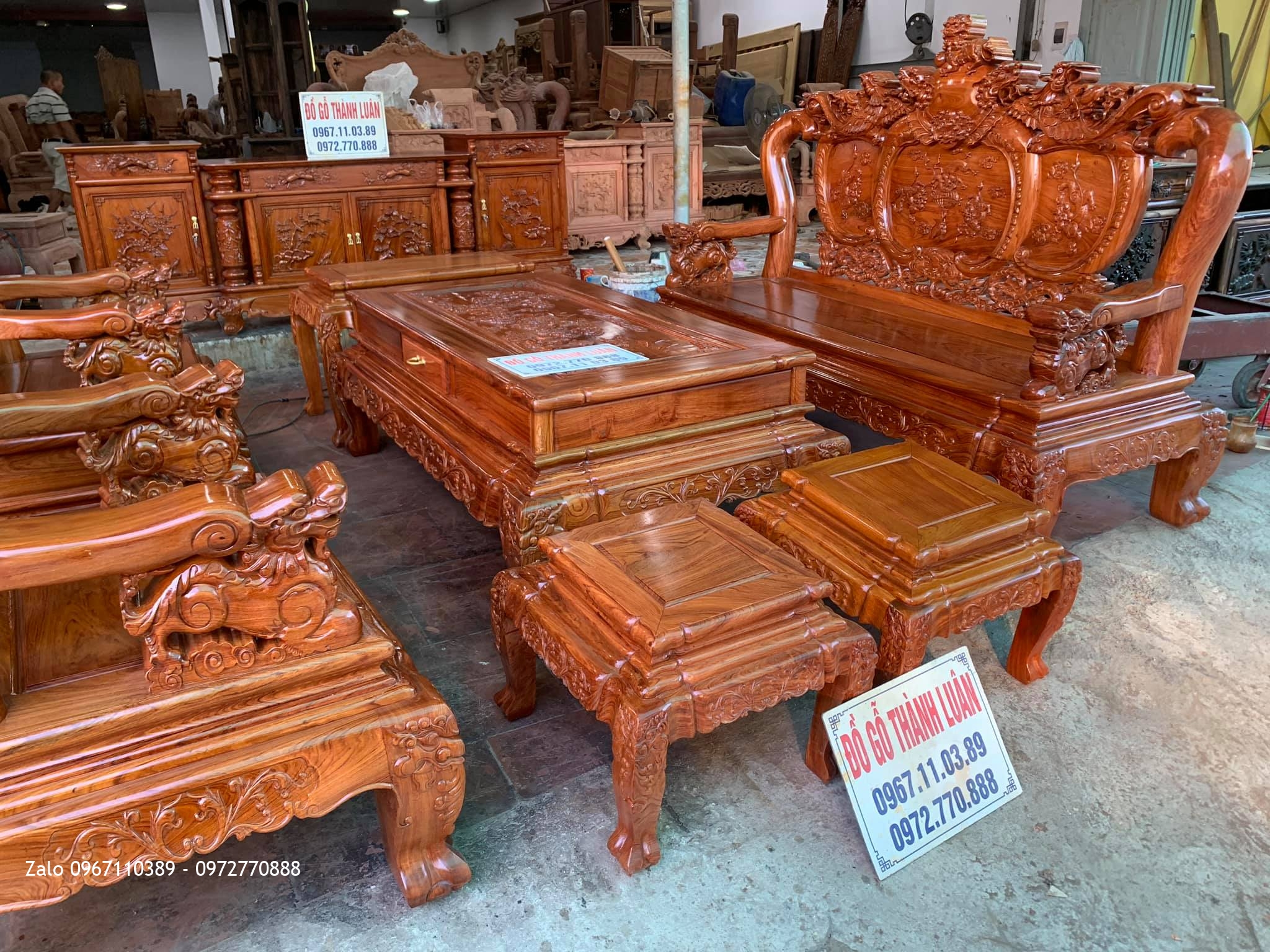 Bộ Ghế Nghê Bảo Đỉnh, Kệ Tivi Gỗ Hương. Chú Lộc, Đoan Hùng Phú Tho.