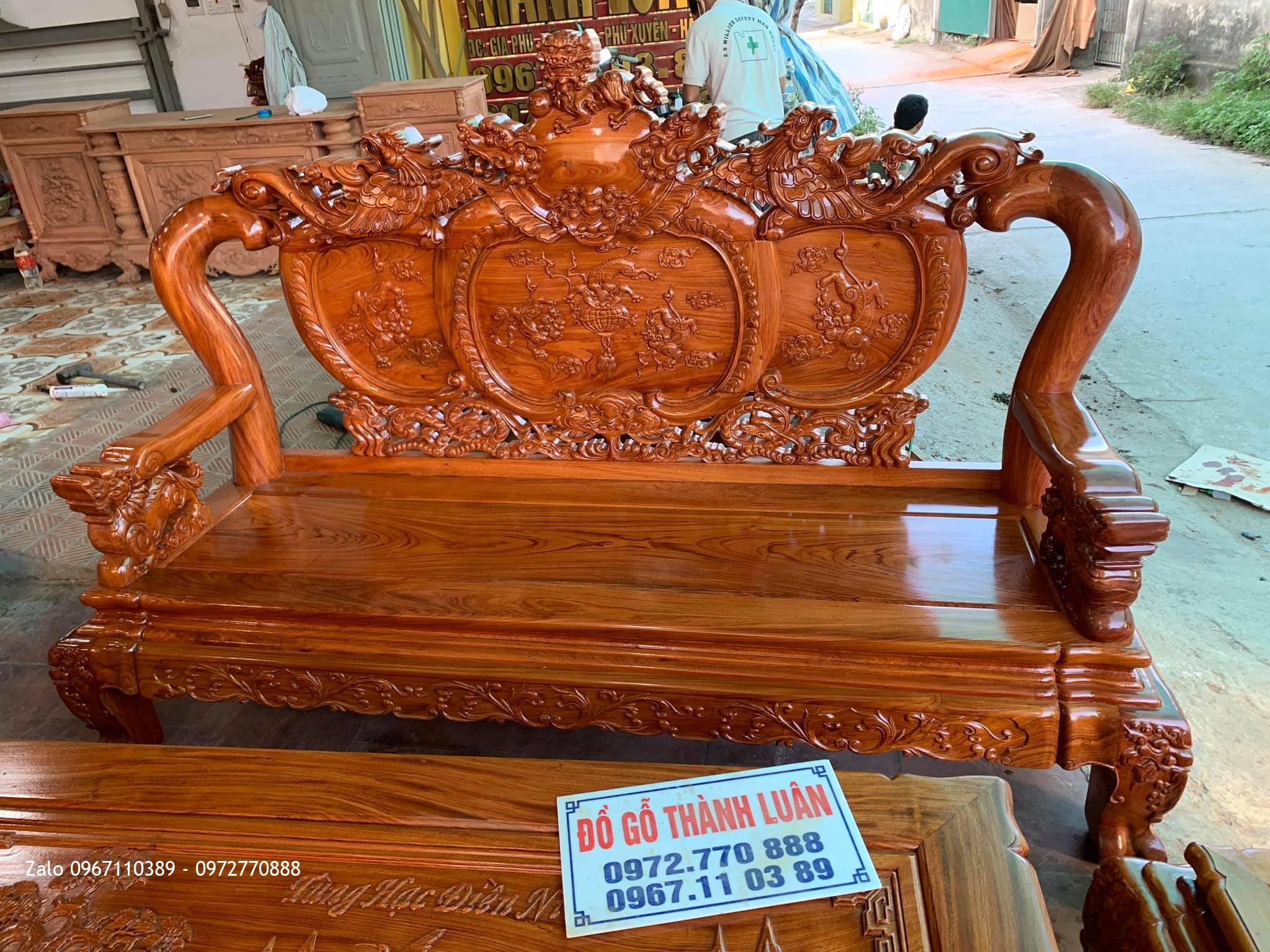 Bộ Ghế Nghê Bảo Đỉnh, Kệ Tivi Gỗ Hương. Chú Lộc, Đoan Hùng Phú Tho: