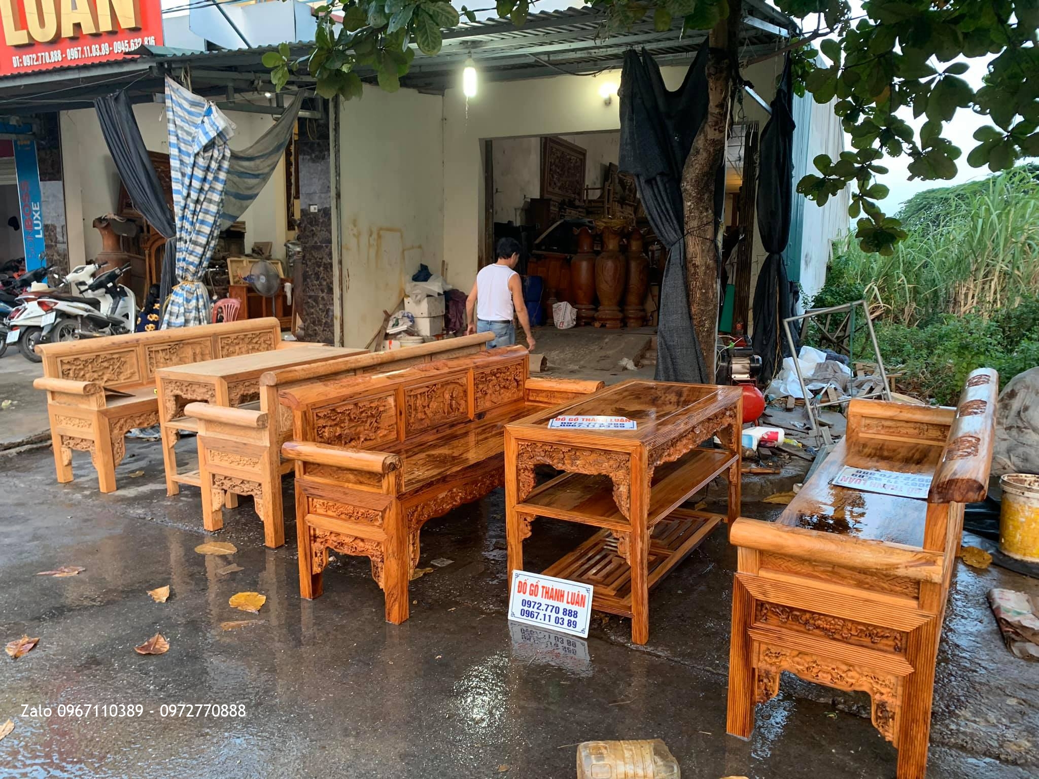 2 Bộ Trường Kỷ Tam Quốc Gỗ Gụ Ta Quảng Bình SIÊU VÂN