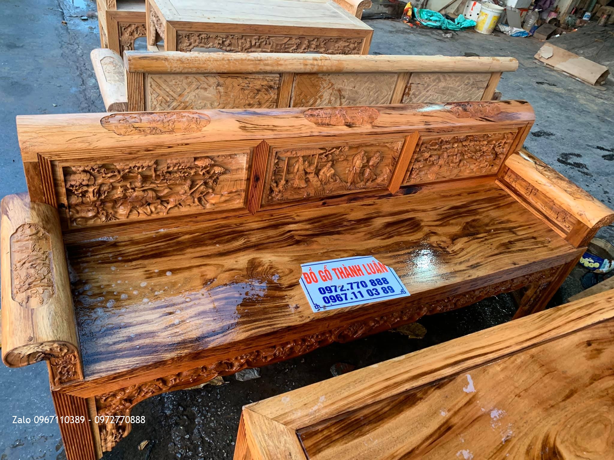 2 Bộ Trường Kỷ Tam Quốc Gỗ Gụ Ta Quảng Bình SIÊU VÂN .