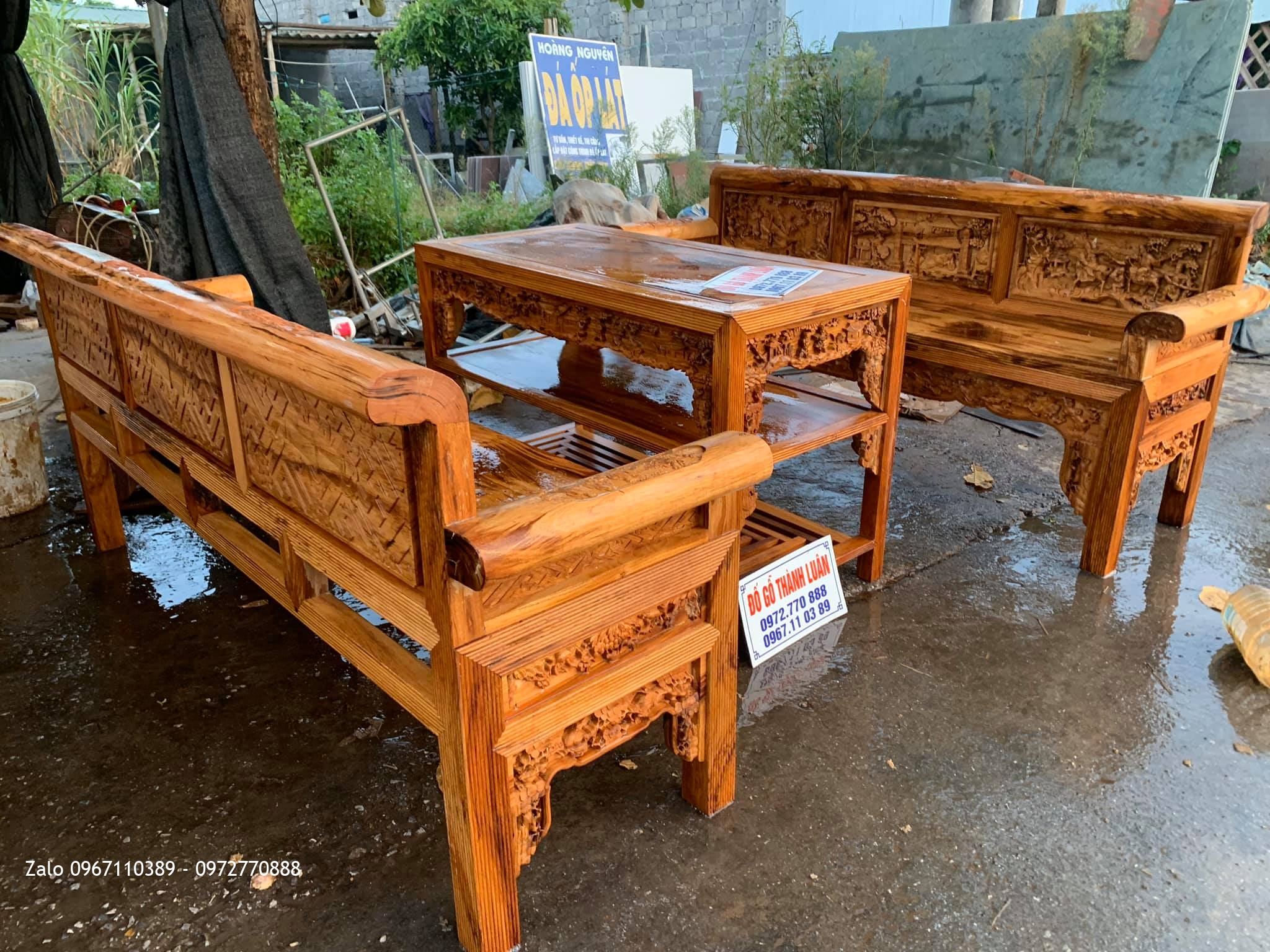 2 Bộ Trường Kỷ Tam Quốc Gỗ Gụ Ta Quảng Bình SIÊU VÂN.