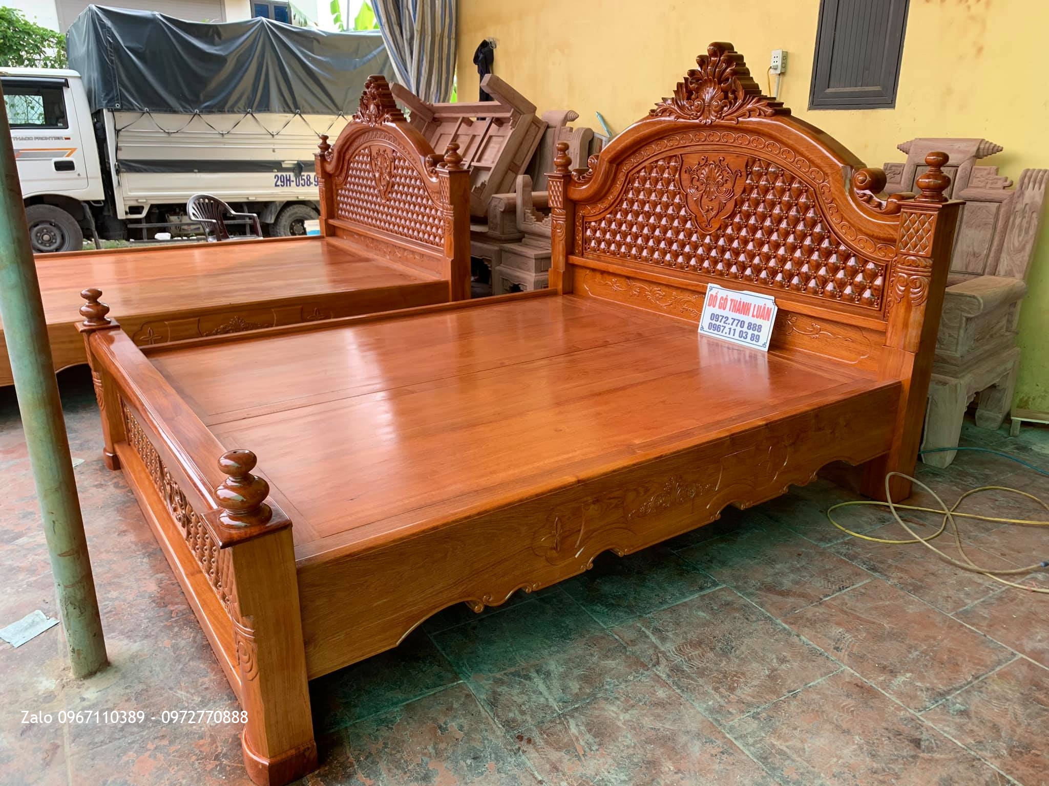2  Giường Vòm Trám Mai Gỗ Hương Đá. Chú Phong tại Quận 8 TPHCM.