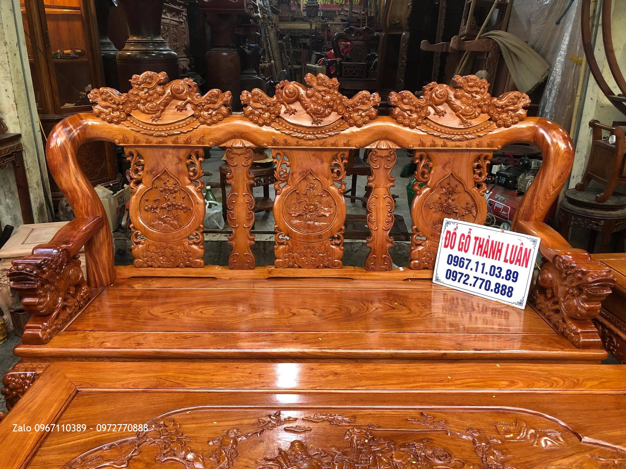 Bộ Ghế Minh Quốc Nghê Gỗ Hương Đá Cột 12 Cho Anh Lực Vĩnh Bảo Hải Phòng