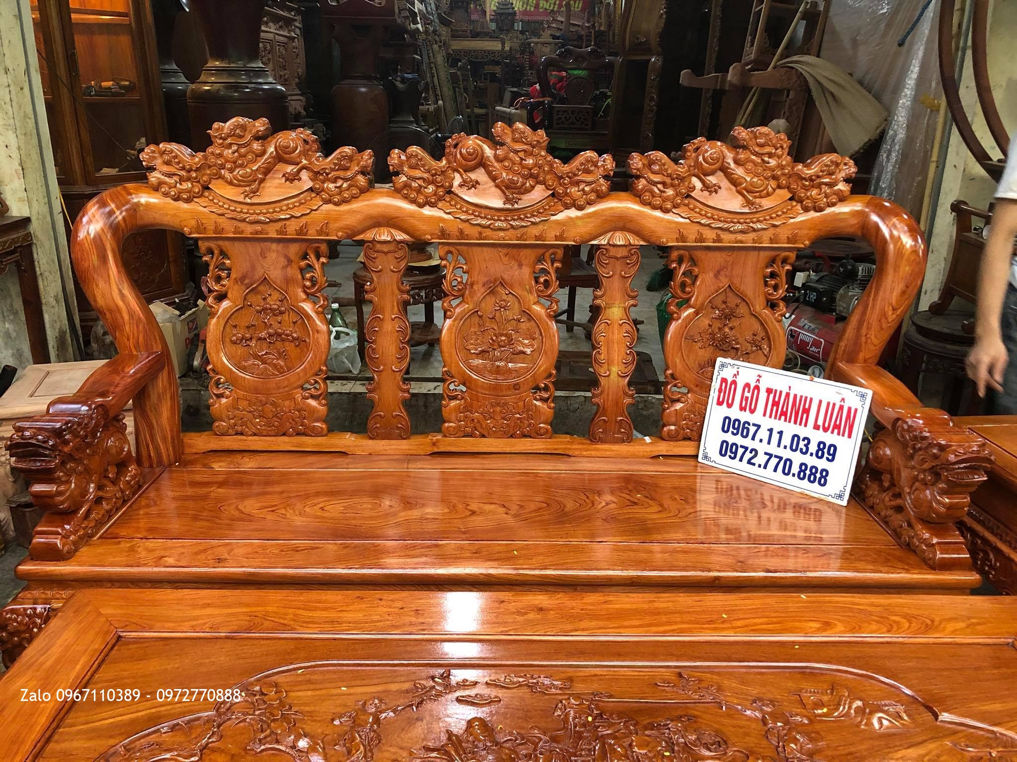 Bộ Ghế Minh Quốc Nghê Gỗ Hương Đá Cột 12 Cho Anh Lực Vĩnh Bảo Hải Phòng