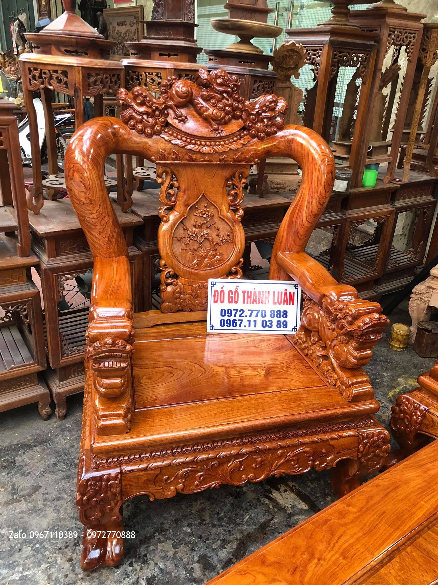 Bộ Ghế Minh Quốc Nghê Gỗ Hương Đá Cột 12 Cho Anh Lực Vĩnh Bảo Hải Phòng-;