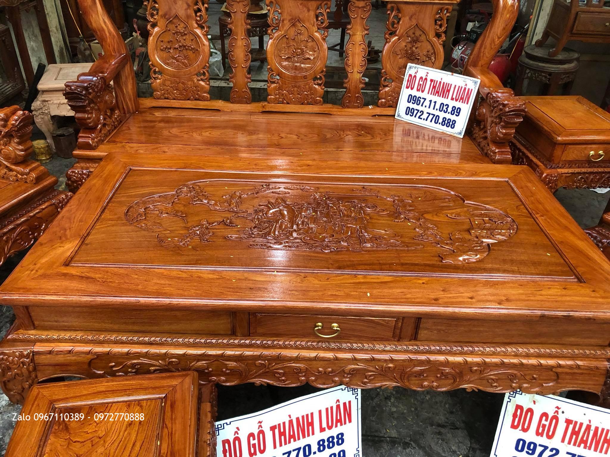 Bộ Ghế Minh Quốc Nghê Gỗ Hương Đá Cột 12 Cho Anh Lực Vĩnh Bảo Hải Phòng.