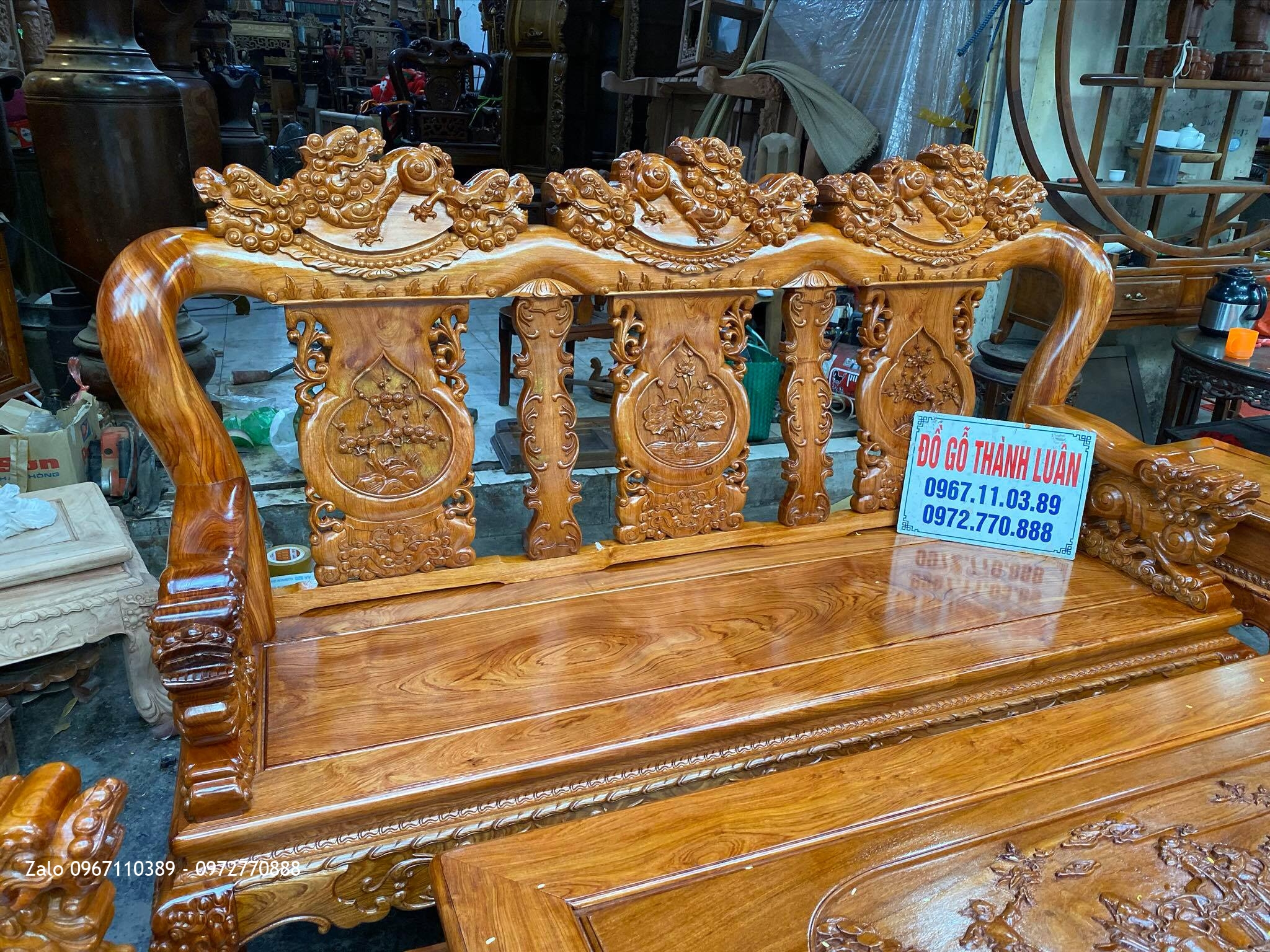 Bộ Ghế Minh Quốc Nghê Gỗ Hương Đá Cột 12 Cho Anh Lực Vĩnh Bảo Hải Phòng^