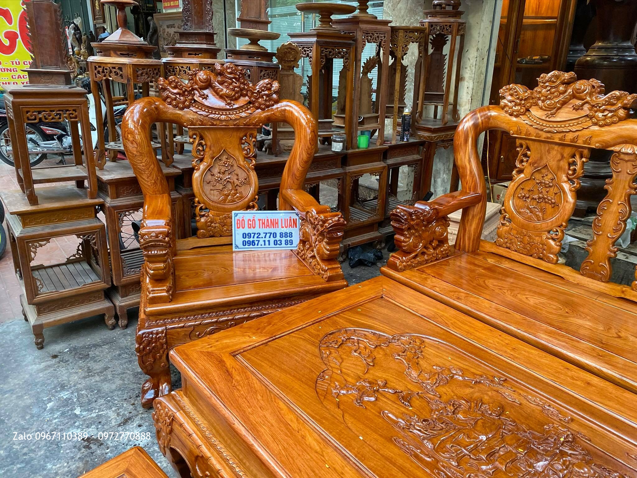 Bộ Ghế Minh Quốc Nghê Gỗ Hương Đá Cột 12 Cho Anh Lực Vĩnh Bảo Hải Phòng1