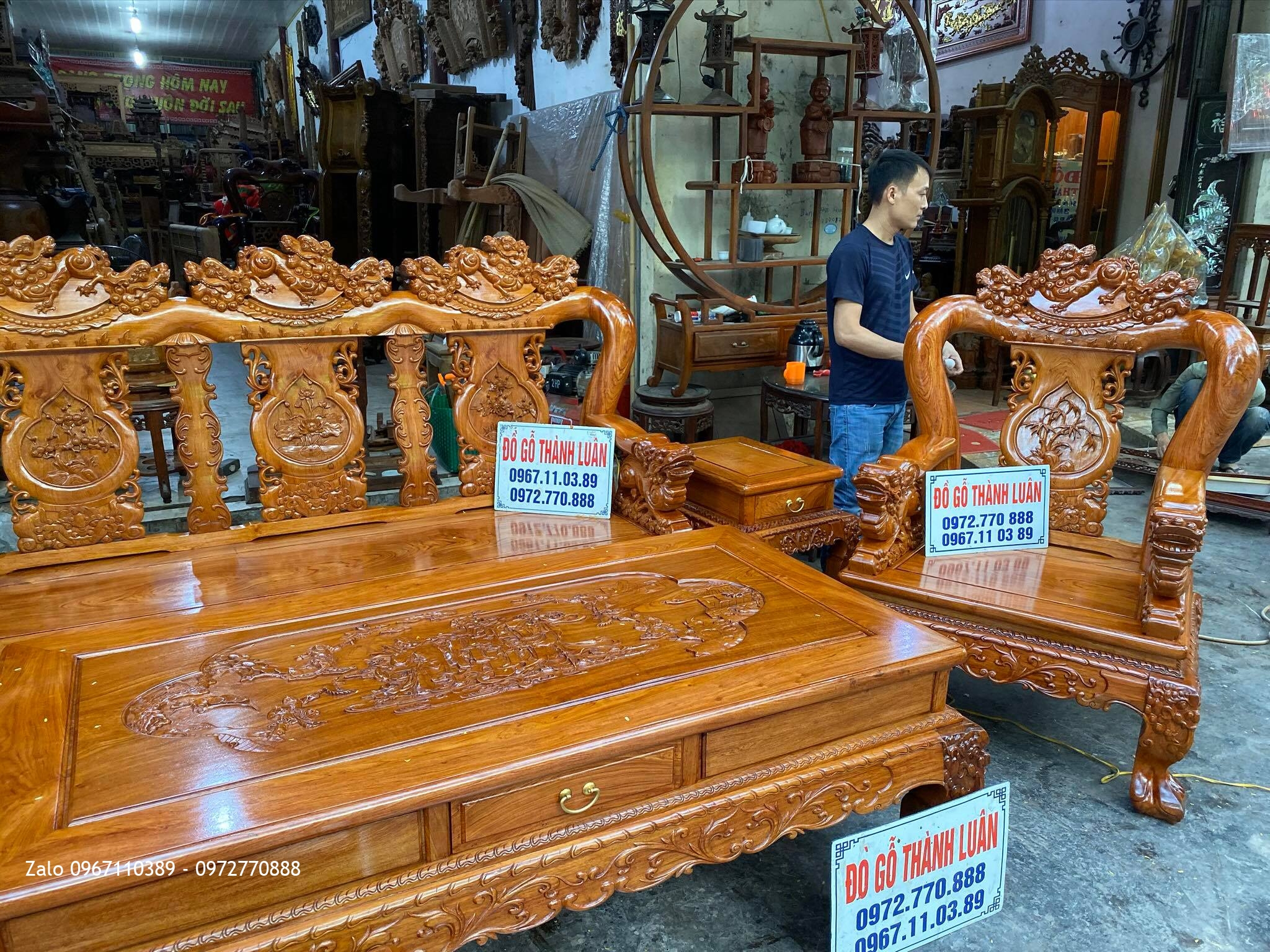 Bộ Ghế Minh Quốc Nghê Gỗ Hương Đá Cột 12 Cho Anh Lực Vĩnh Bảo Hải Phòng1