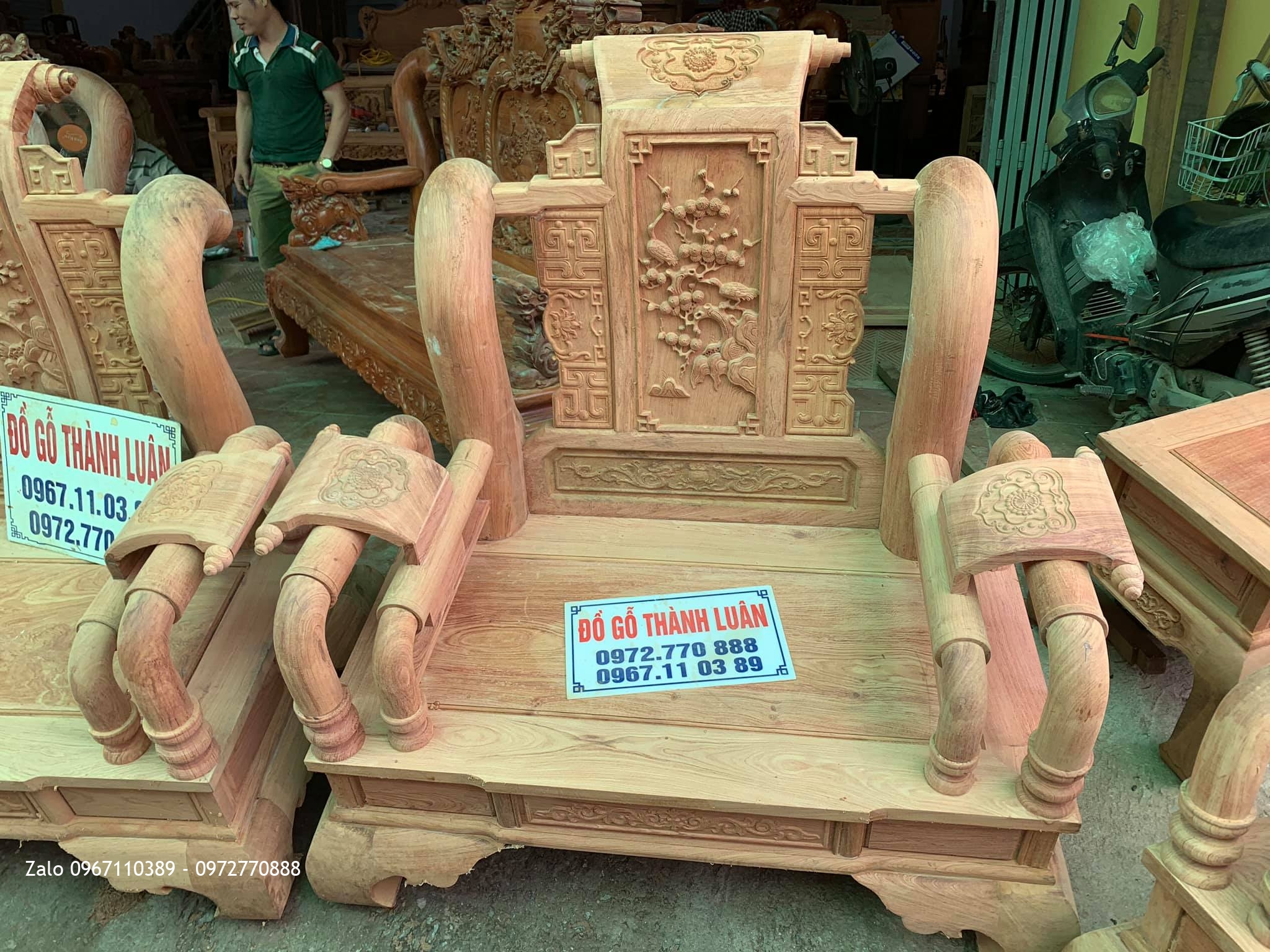 Bộ Ghế Tần Thuỷ Hoàng Cột 12-6 Món,