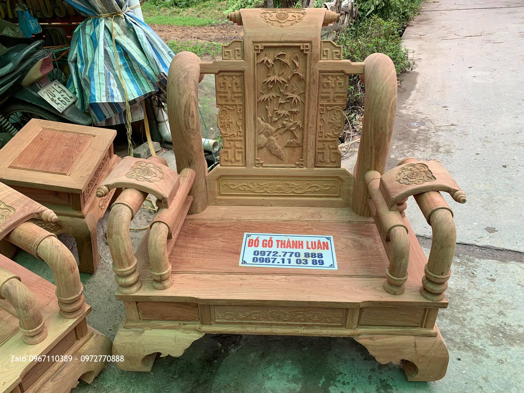 Bộ Ghế Tần Thuỷ Hoàng Cột 12-6 Món.