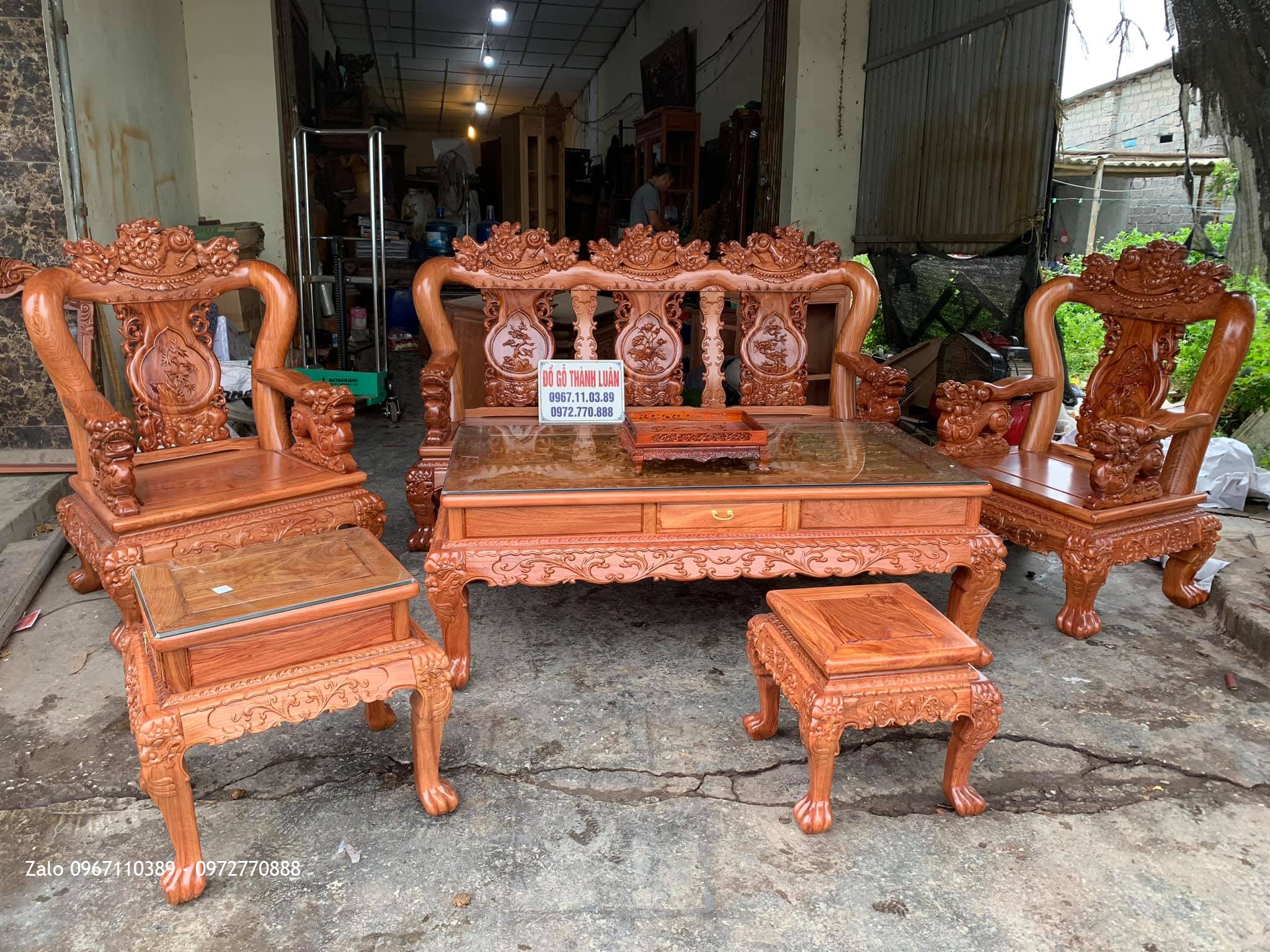 Bộ Bàn Ghế Minh Nghê Gỗ Hương Đá Siêu To Vip. A Hưng Thái Nguyên-;