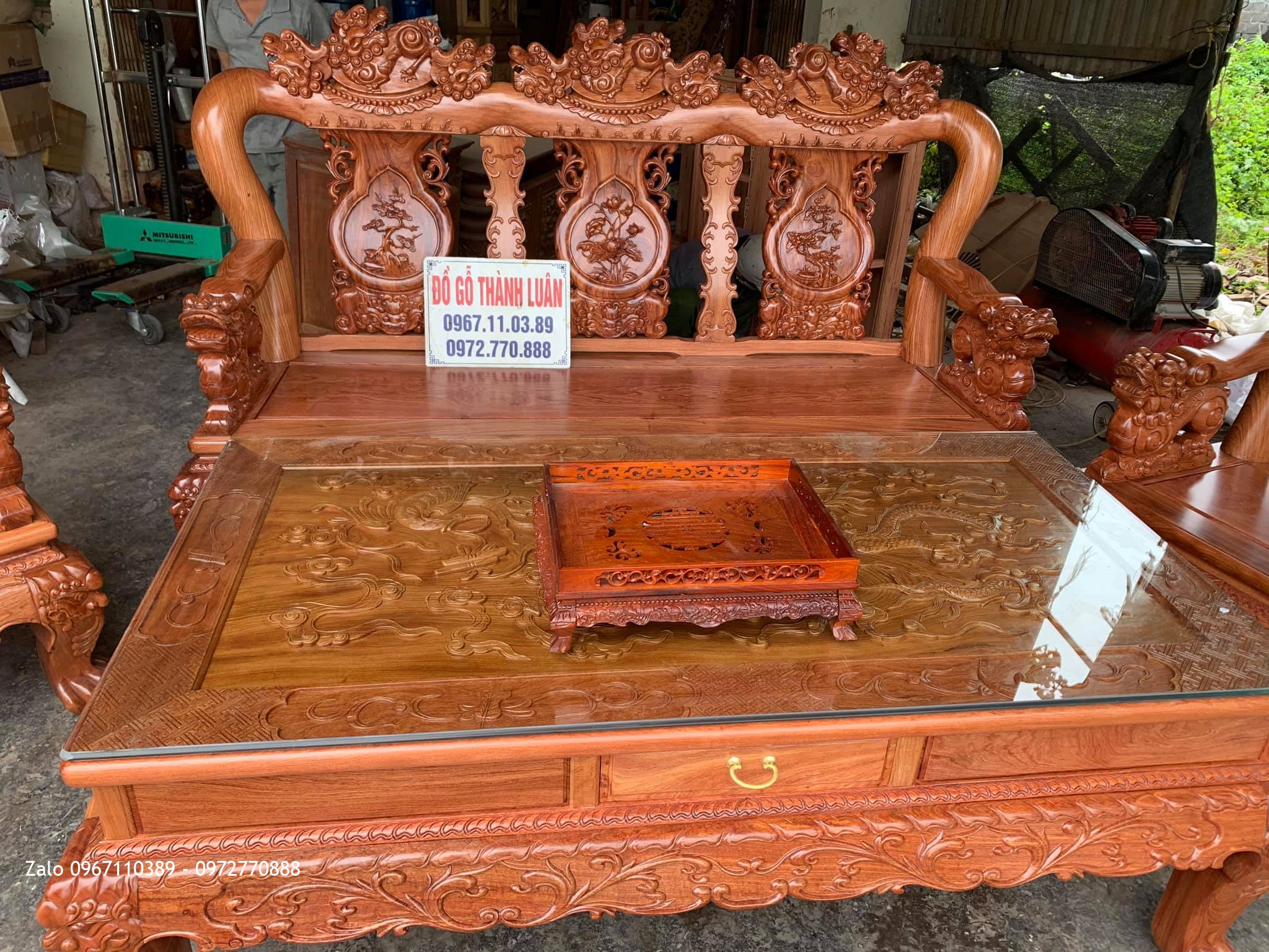 Bộ Bàn Ghế Minh Nghê Gỗ Hương Đá Siêu To Vip. A Hưng Thái Nguyên-