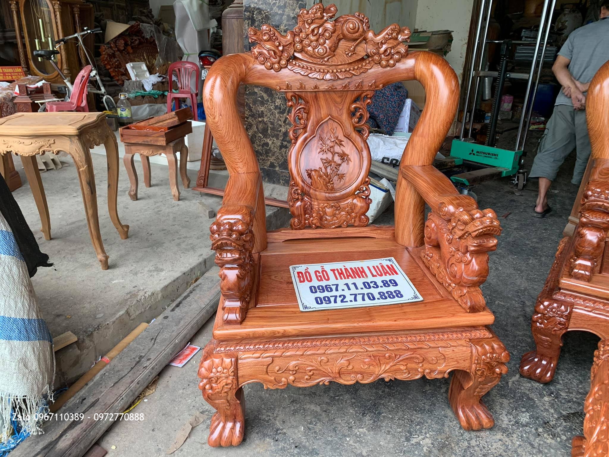 Bộ Bàn Ghế Minh Nghê Gỗ Hương Đá Siêu To Vip. A Hưng Thái Nguyên,