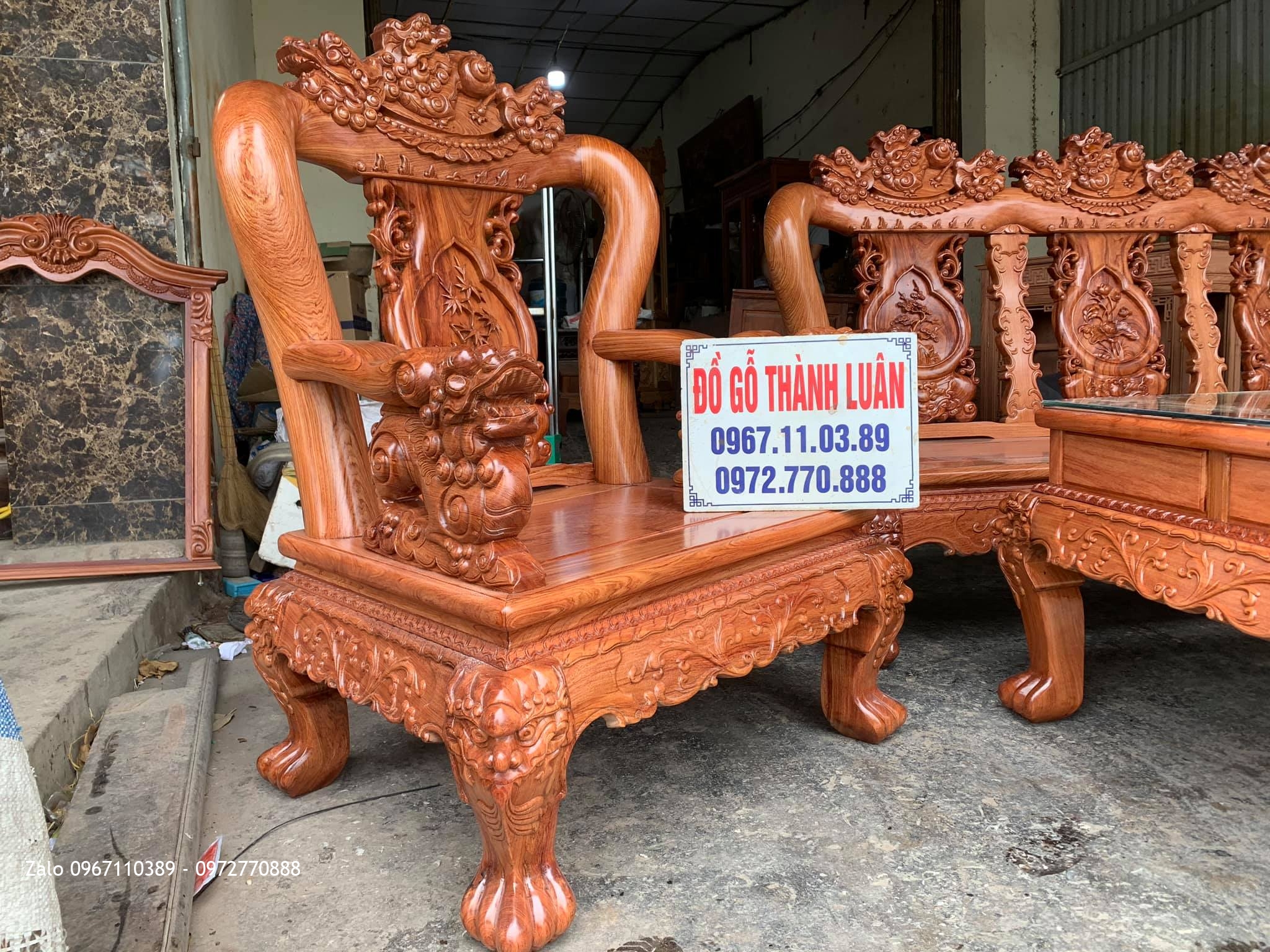 Bộ Bàn Ghế Minh Nghê Gỗ Hương Đá Siêu To Vip. A Hưng Thái Nguyên,