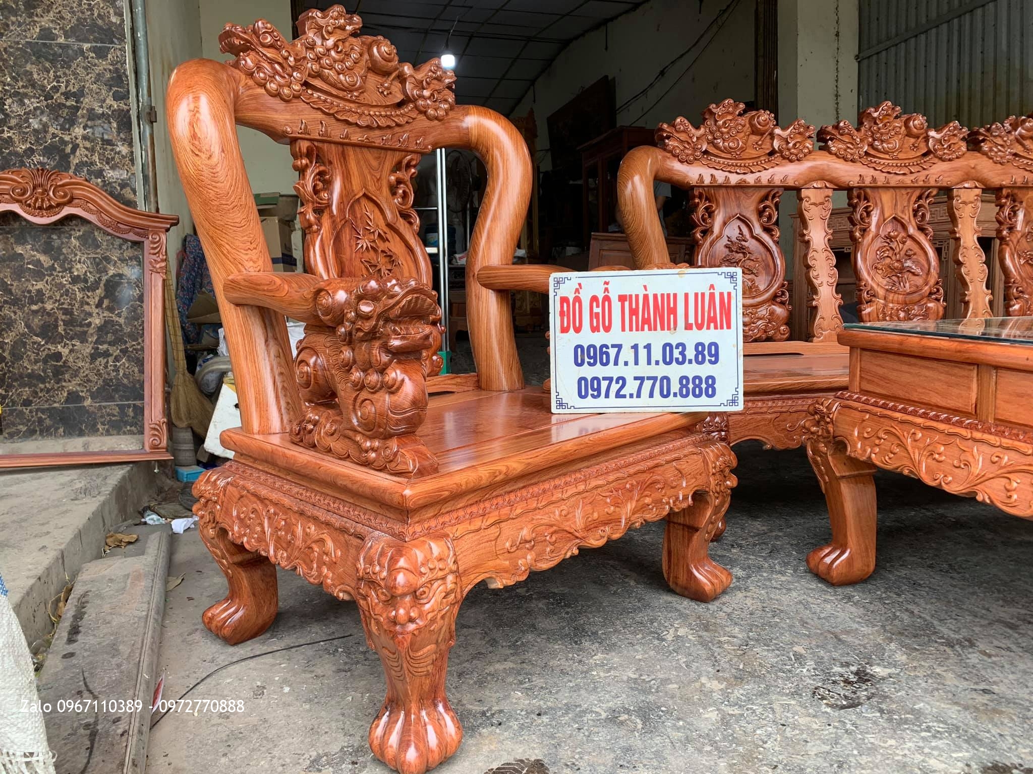 Bộ Bàn Ghế Minh Nghê Gỗ Hương Đá Siêu To Vip. A Hưng Thái Nguyên.