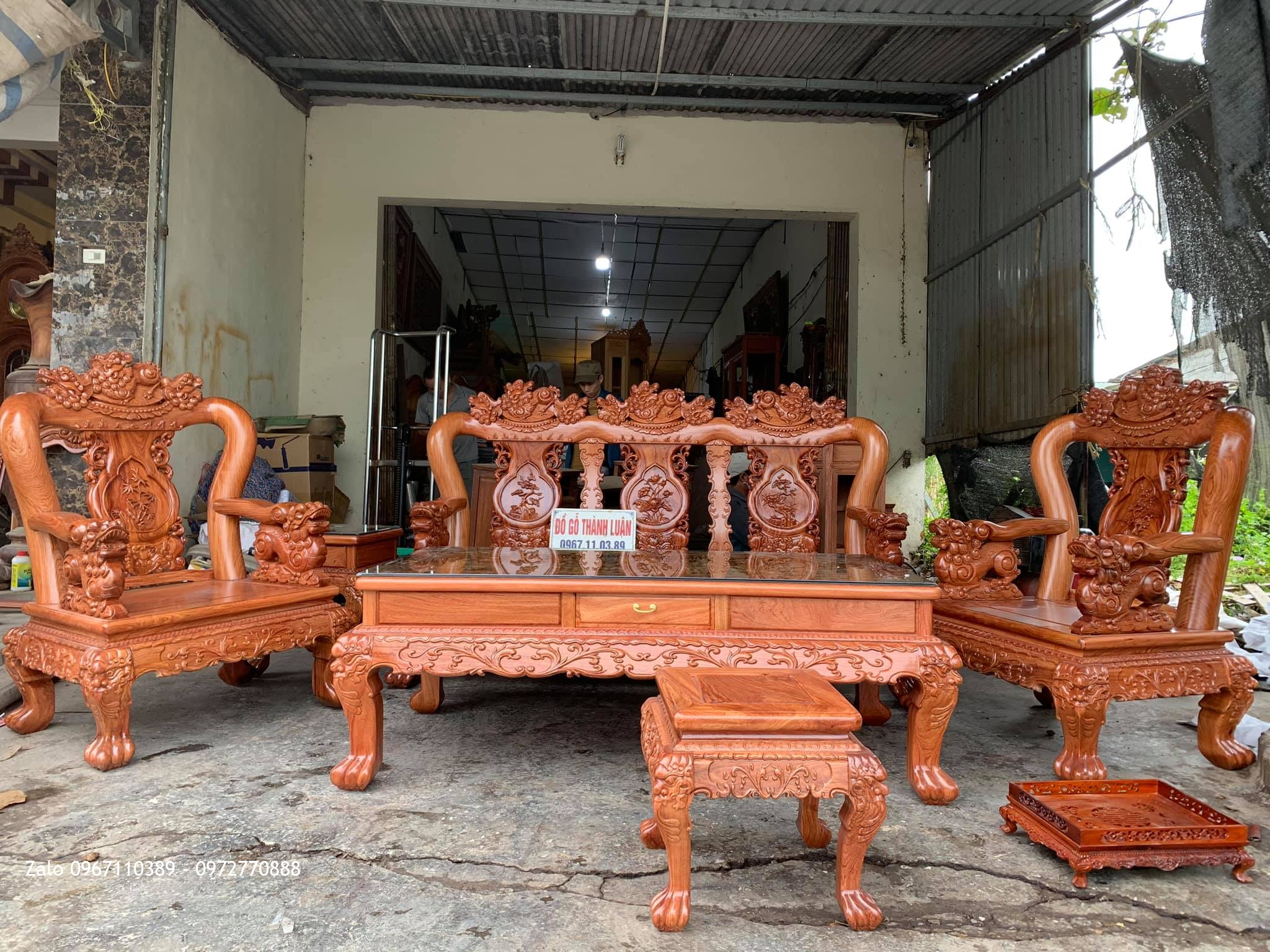 Bộ Bàn Ghế Minh Nghê Gỗ Hương Đá Siêu To Vip. A Hưng Thái Nguyên.
