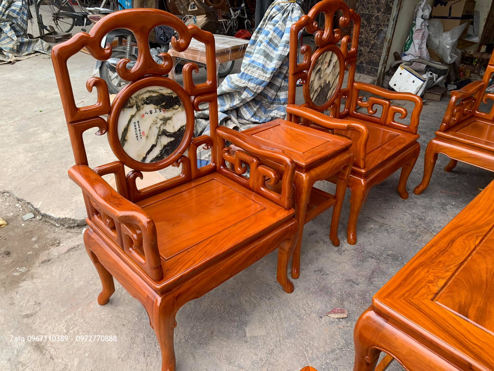 Bộ Bàn Ghế Móc Mỏ Gỗ Gõ Đỏ 10 Món. C Huân Thường Tín HN.