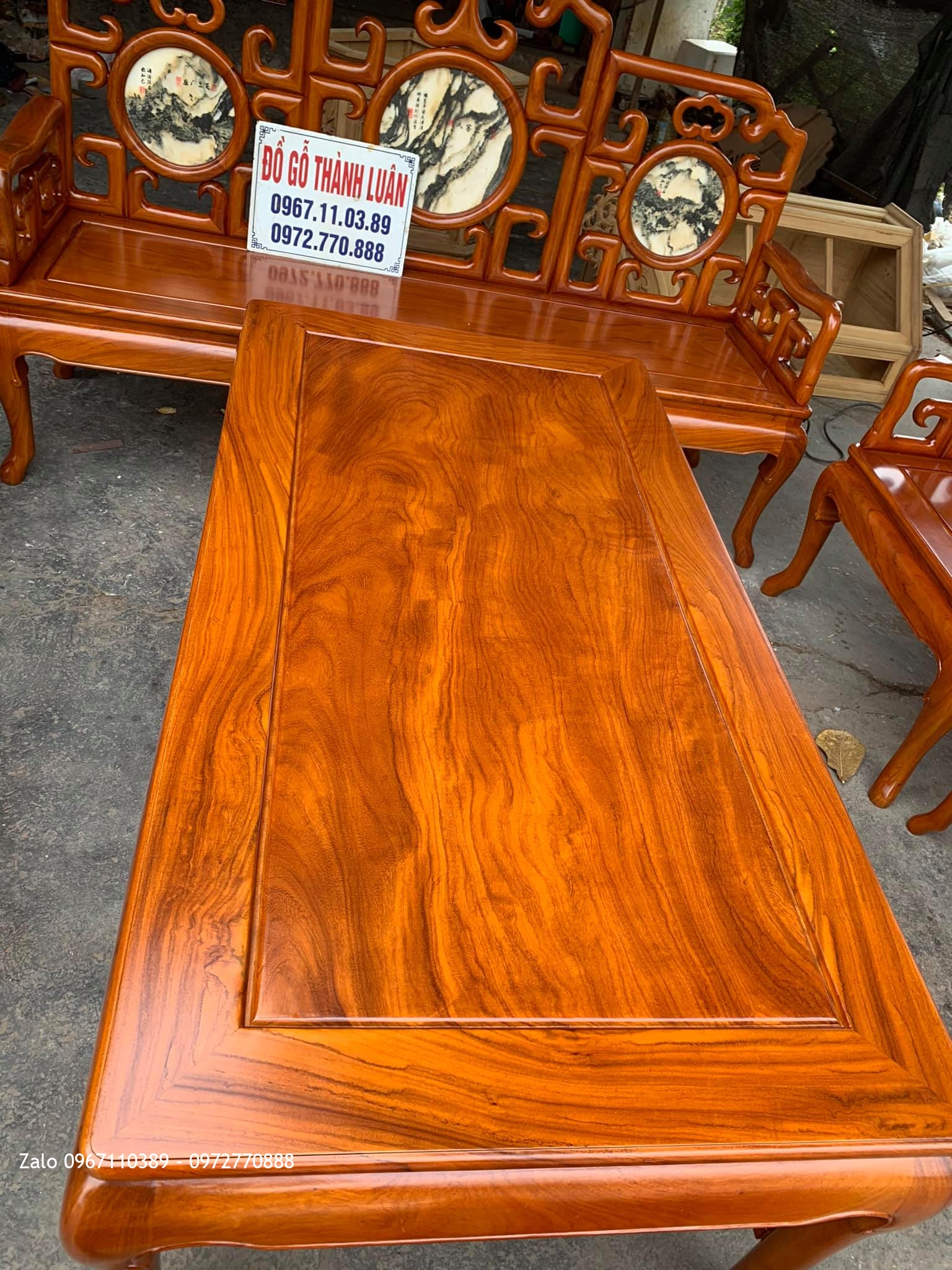 Bộ Bàn Ghế Móc Mỏ Gỗ Gõ Đỏ 10 Món. C Huân Thường Tín HN.