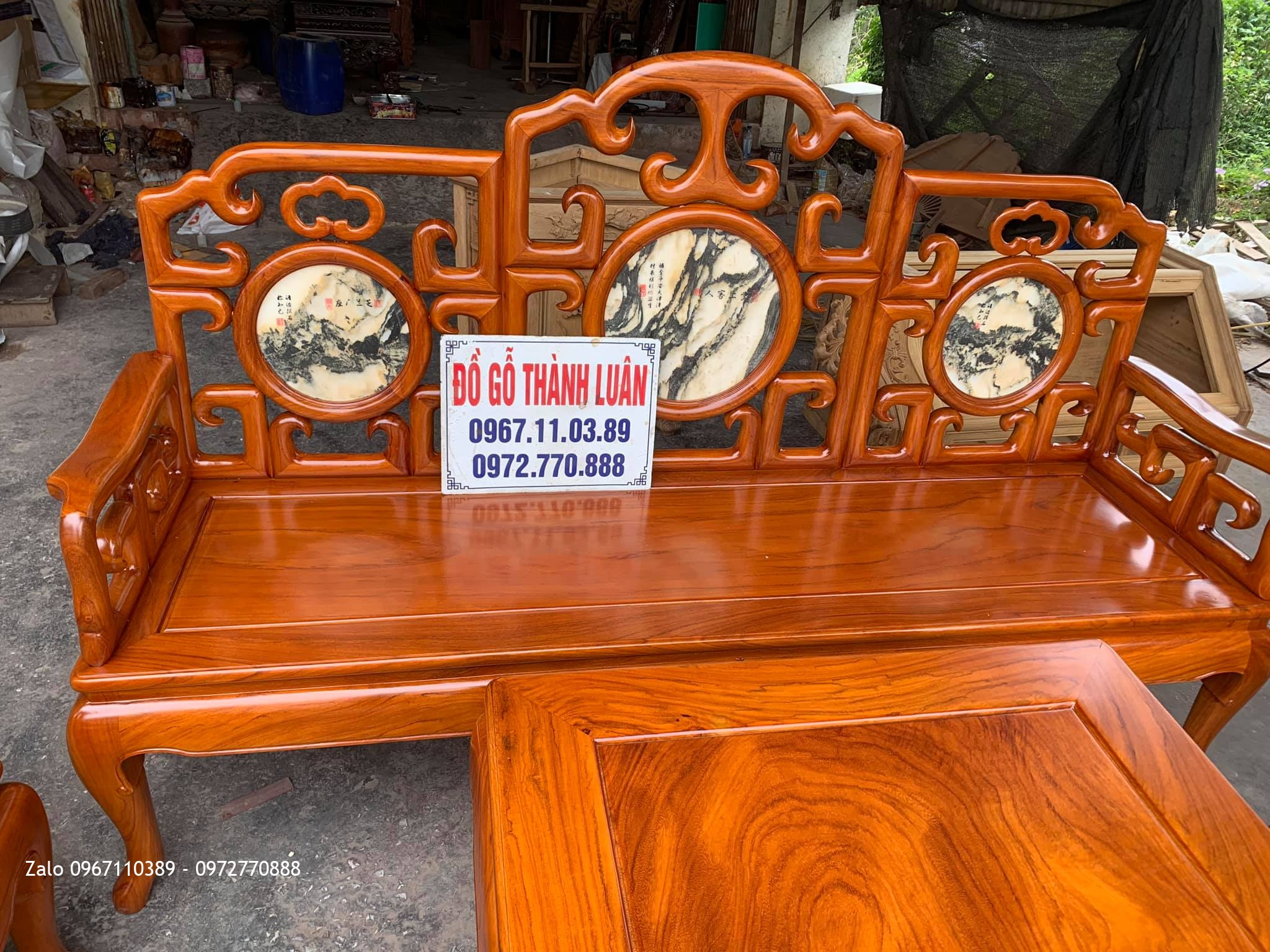 Bộ Bàn Ghế Móc Mỏ Gỗ Gõ Đỏ 10 Món. C Huân Thường Tín HN: