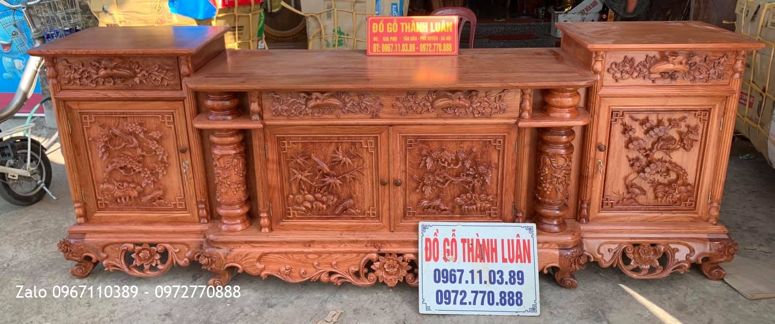 Kệ Tivi Gỗ Hương Đá Mẫu Cột Nho. Anh Thi - Cầu Trương Xá, Hưng Yên