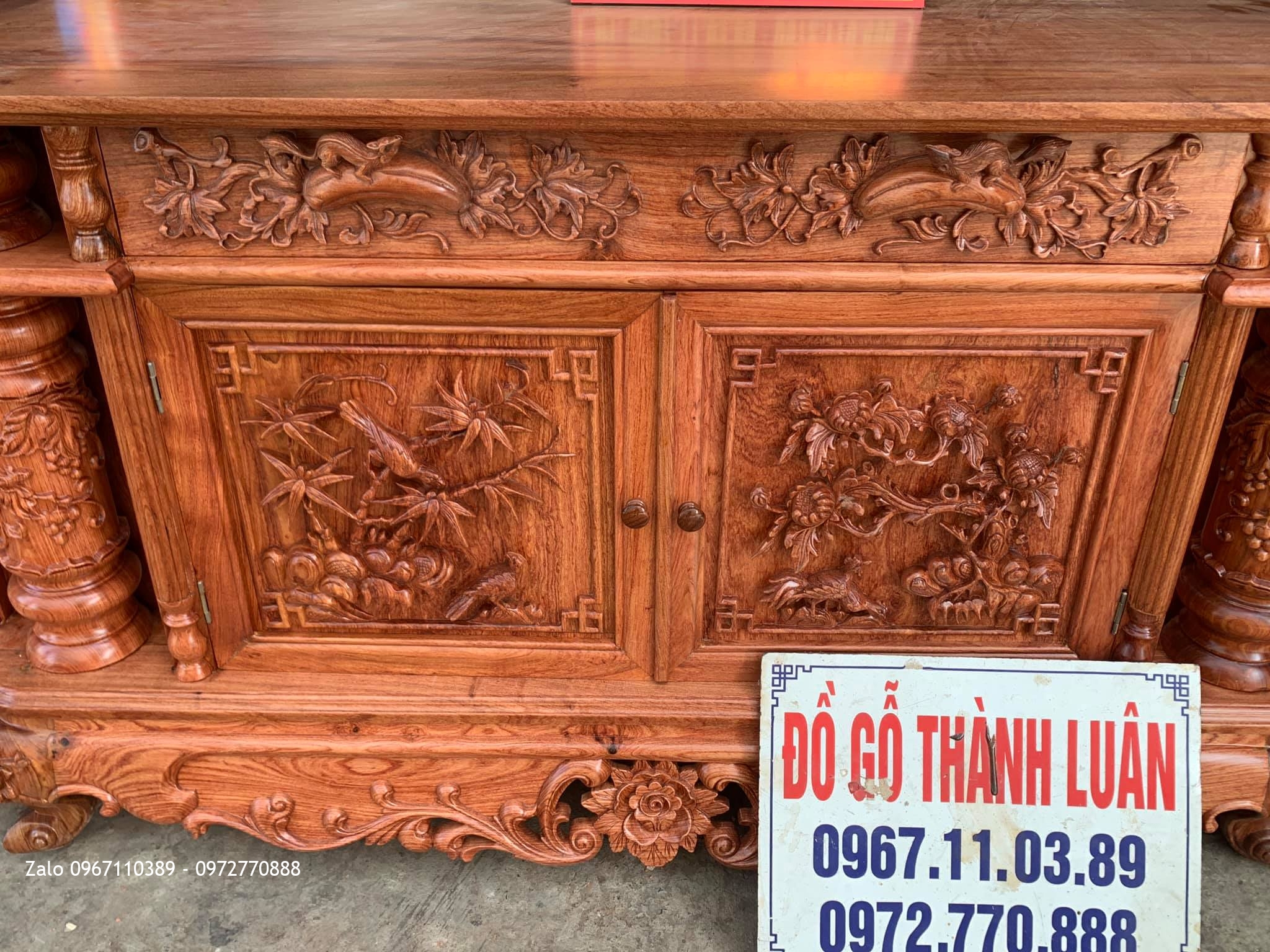 Kệ Tivi Gỗ Hương Đá Mẫu Cột Nho. Anh Thi - Cầu Trương Xá, Hưng Yên,